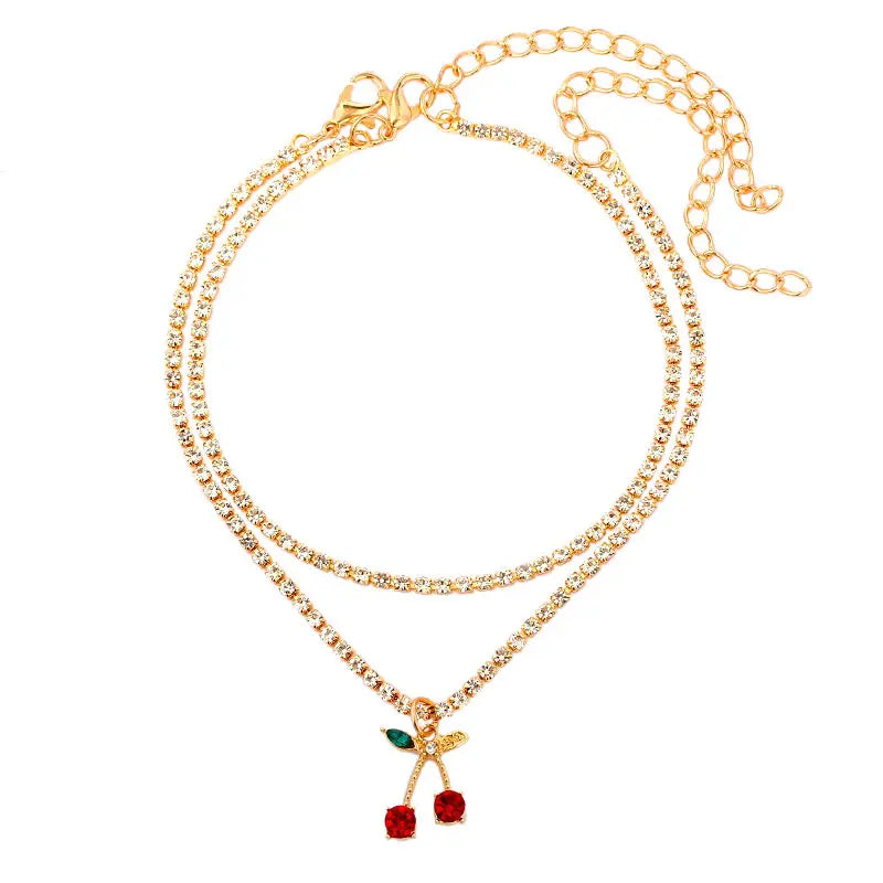 Crystal Fruit Anklets for Women - Fashionable Beaded Ankle Bracelet with Natural Stones - Perfect for Summer, Beach, Boho Style & Festival Accessories