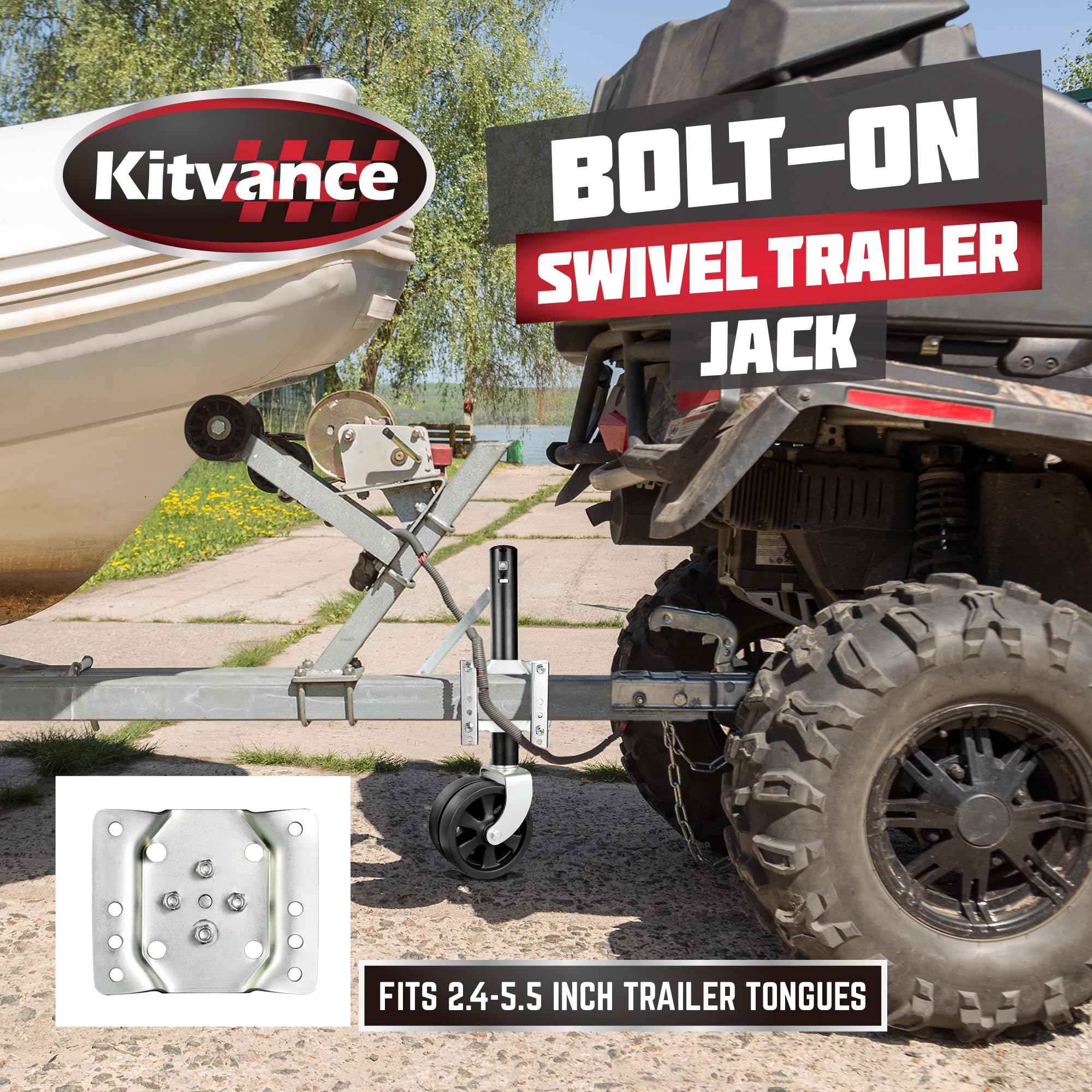 Heavy Duty 2000 lbs Capacity Boat Trailer Jack with 8