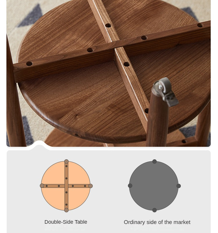 Black Walnut Solid Wood Round Side Table - Natural Wood End Table for Living Room, Bedroom, or Office - Perfect for Coffee, Books, and Decor