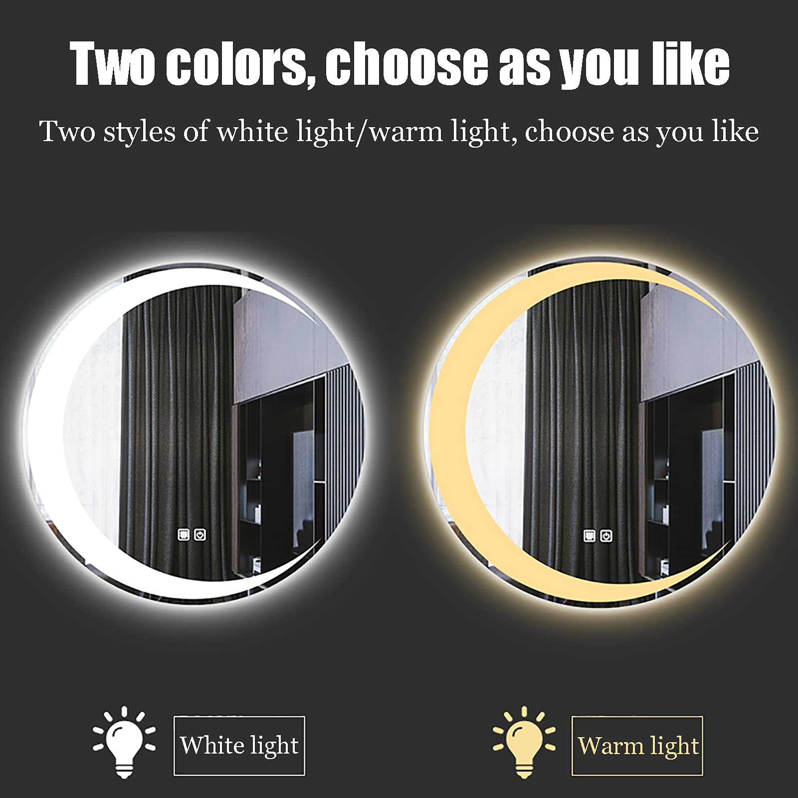 24 Inch Round LED Bathroom Mirror with Smart Touch Switch - Waterproof Anti-Fog Backlit Vanity Mirror for Makeup & Shaving - Perfect for Modern Bathrooms & Dressing Rooms