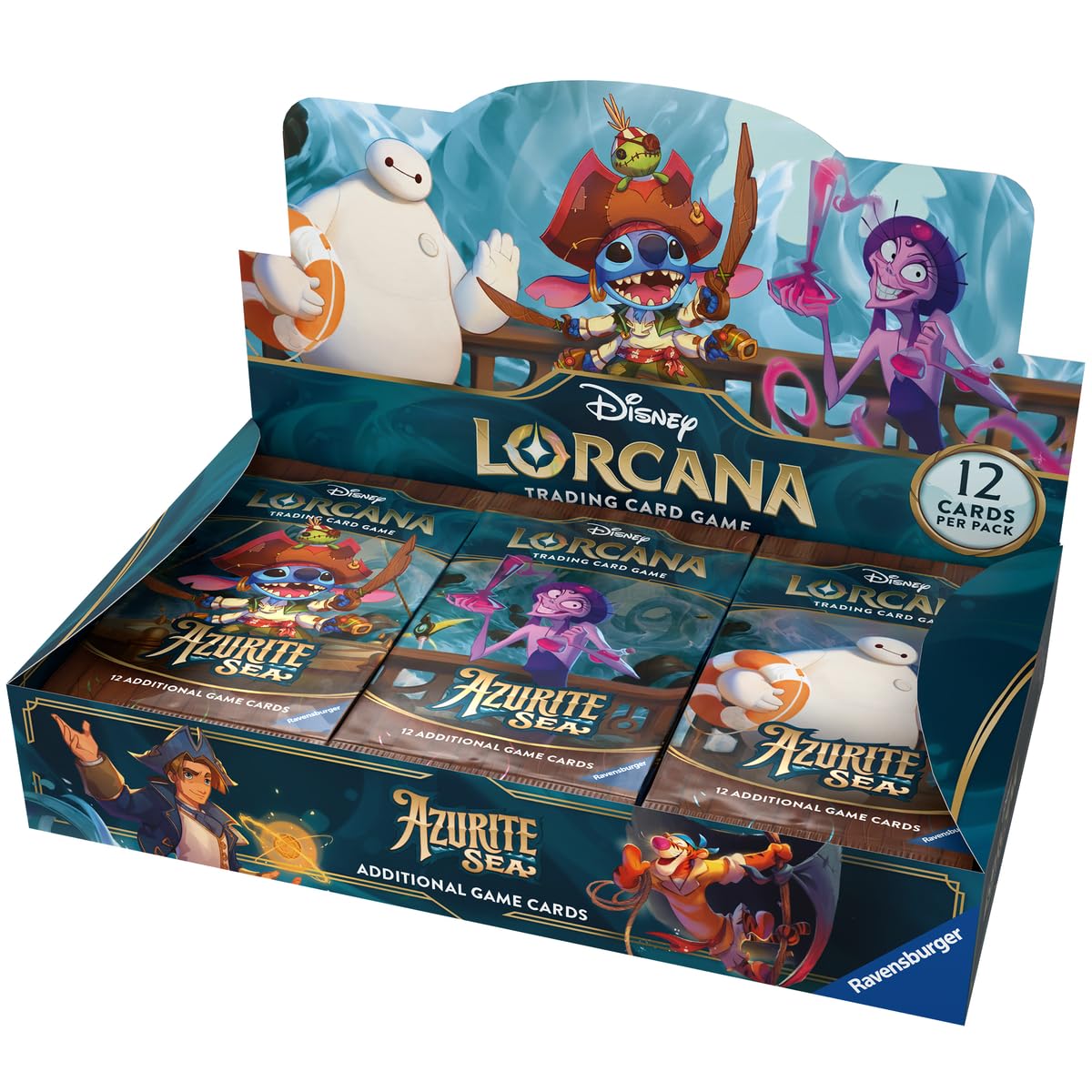 Ravensburger Disney Lorcana TCG: Azurite Sea Booster Pack Display - 24 Packs with 12 Trading Cards Each | Perfect for Collectors & Disney Fans | Ages 8+ | Great for Game Nights, Trading with Friends & Building Your Disney Card Collection
