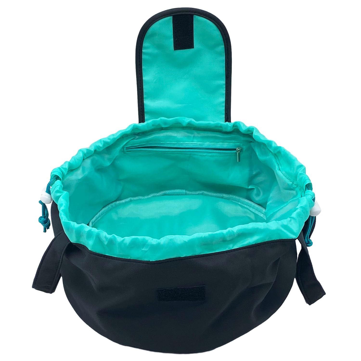 Large Drawstring Makeup Bag for Women - Waterproof Travel Cosmetic Organizer with Brush Holder & Pouch, Perfect for Makeup Storage, Skincare Essentials & Toiletries | Great for Travel, Gym & Daily Use (Black)