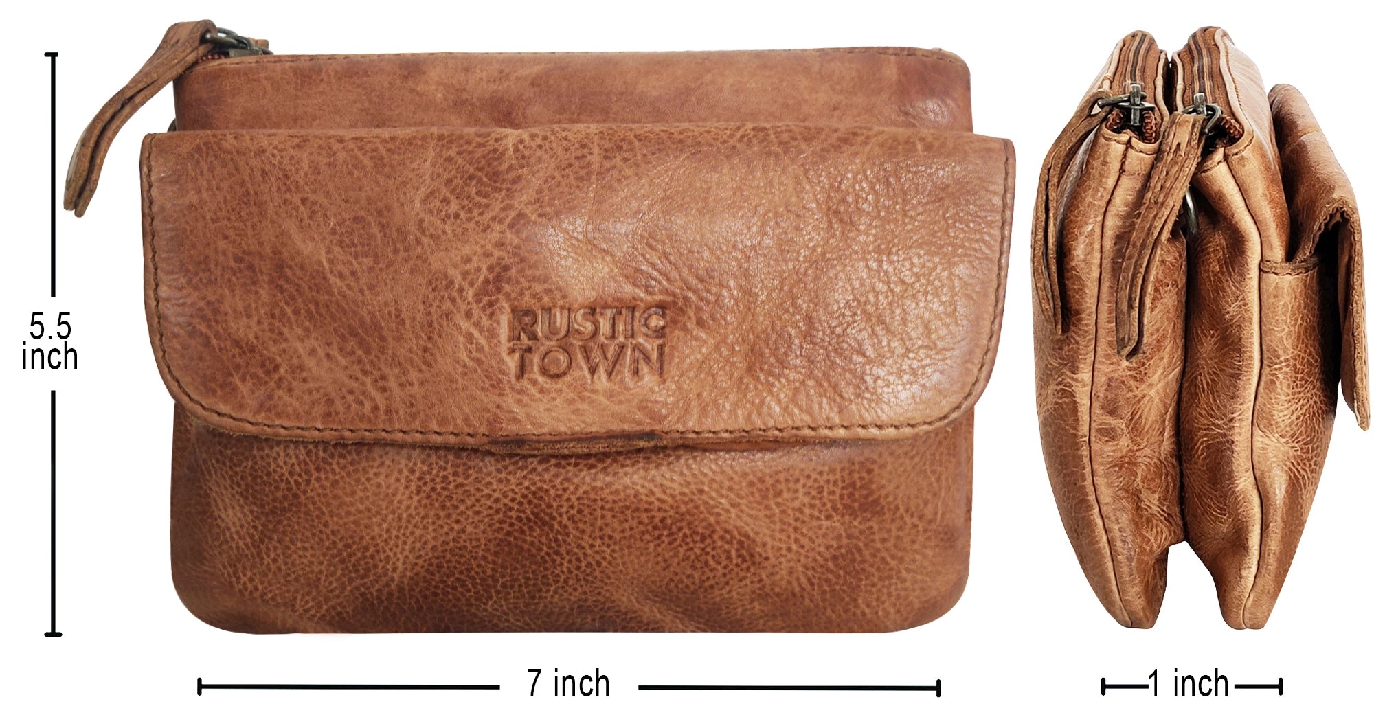 Premium Genuine Leather Sling Bag Wristlet Clutch Purse for Women - Cognac Brown Crossbody Handbag | Perfect for Travel, Shopping & Night Out