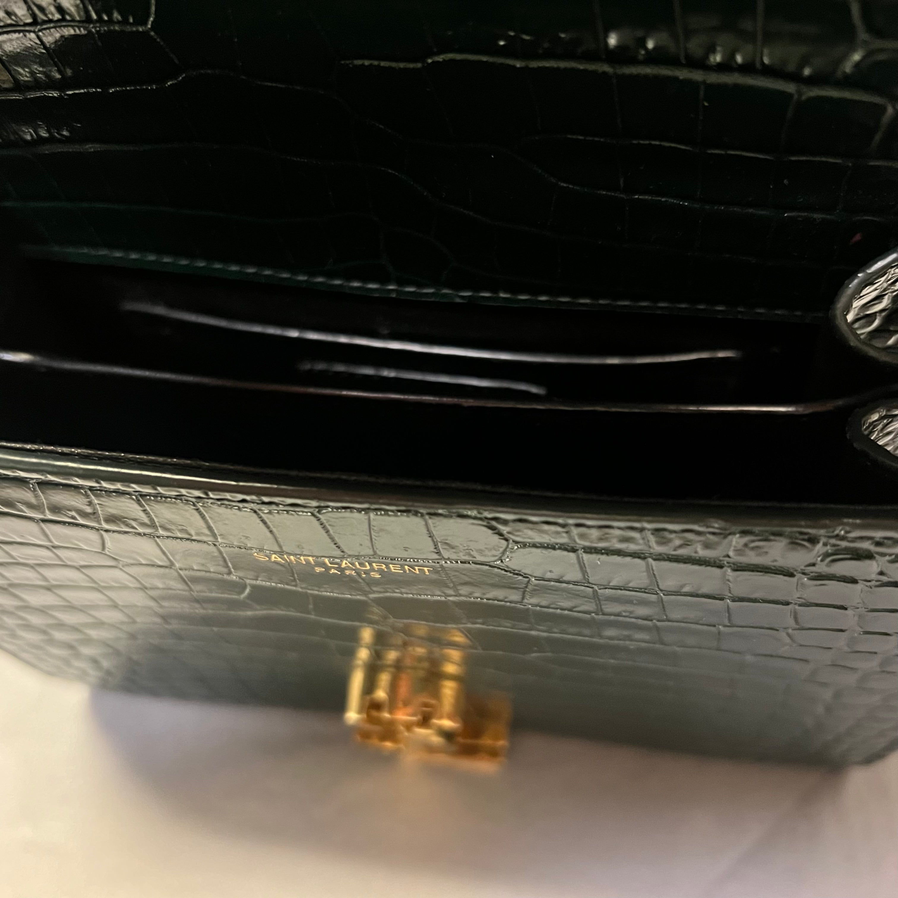 SAINT LAURENT Cassandra Mini Top Handle Crossbody Bag in Green | Luxury Leather Shoulder Bag for Women | Perfect for Date Night, Office & Travel