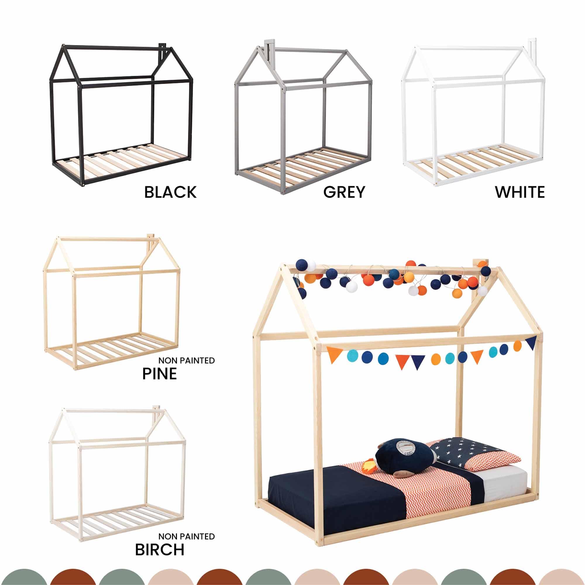 Montessori Twin Size House Bed Frame - Natural Wood Floor Bed for Toddlers & Kids - Safe Nursery Bed with Low Height for Easy Access - Perfect for Montessori Rooms, Daycare, and Cozy Bedrooms