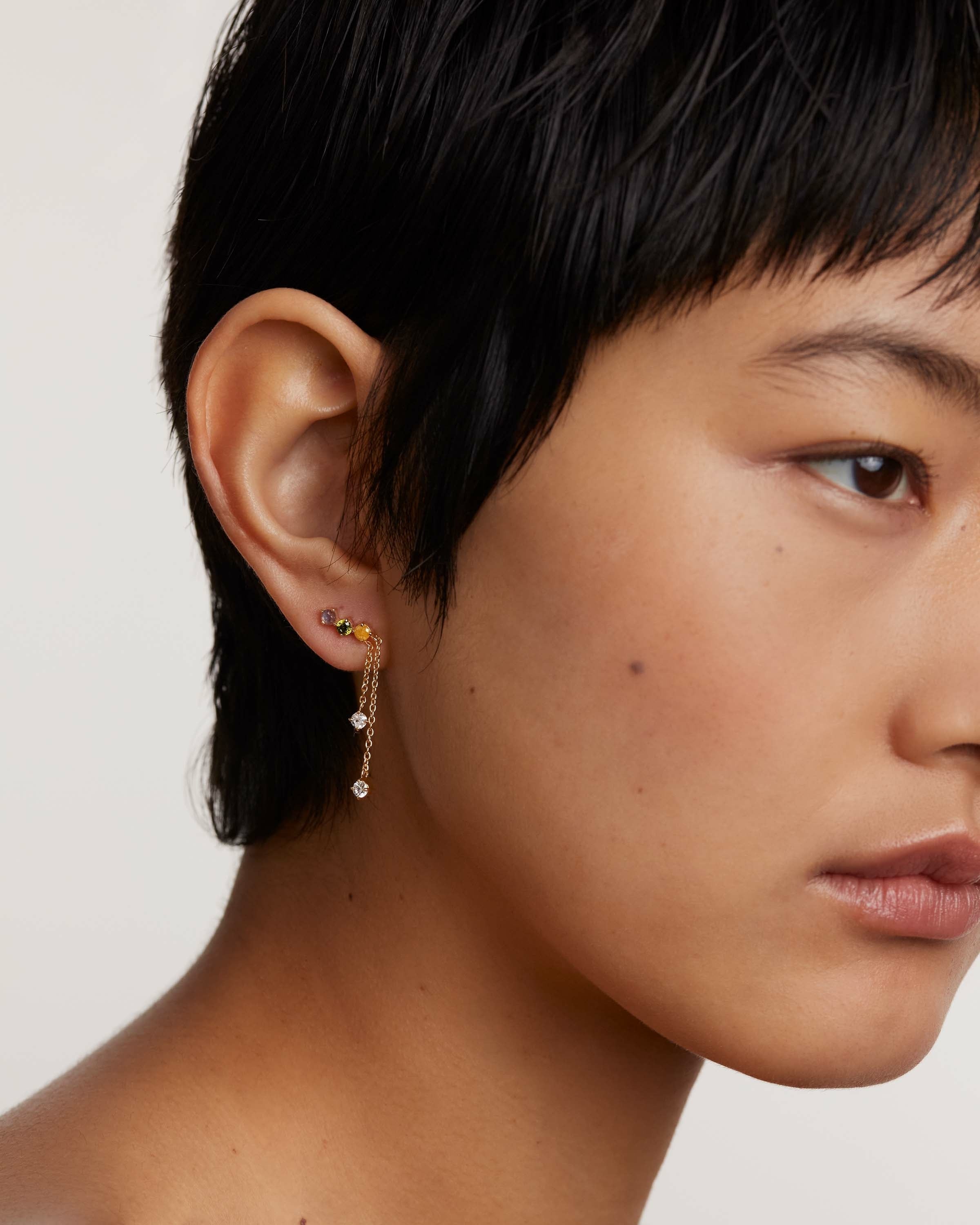 GRID 3 Sena Gold Earrings for Women - 14K Solid Gold Hoop Earrings, Minimalist Dainty Everyday Jewelry - Perfect for Gifts, Parties & Office Wear