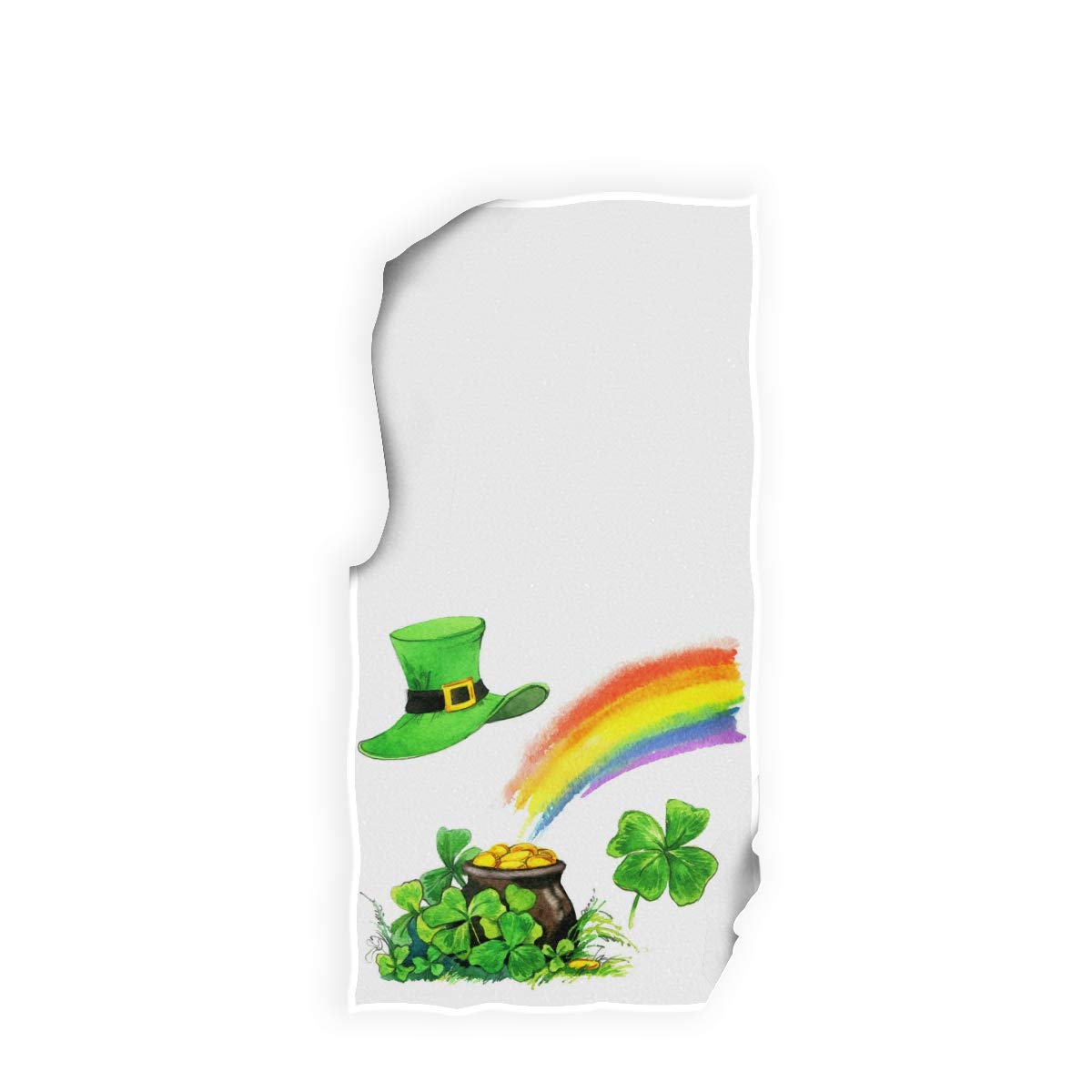 Shamrock Clovers Leaf Hand Towels 16x30 Inch - Absorbent Bathroom & Kitchen Towels for St. Patrick's Day Decor - Leprechaun Hat, Rainbow & Golden Coins Design - Perfect for Guest Bathrooms, Spring Parties & Irish-Themed Events