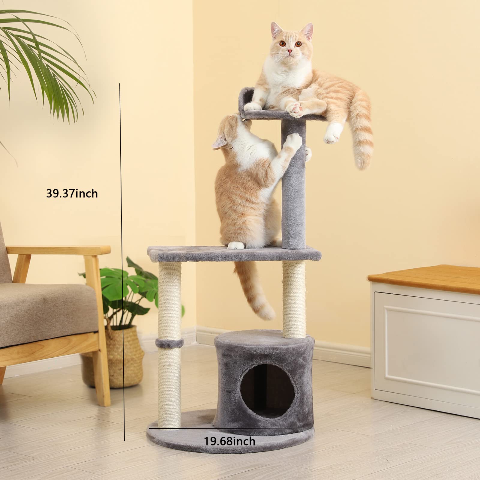 Premium Multi-Level Cat Tree with Sisal Scratching Posts & Fun Toys - Indoor Cat Tower Condo for Large Cats - Durable Cat Furniture Activity Center for Play, Rest & Climbing - Perfect for Apartments & Home Decor