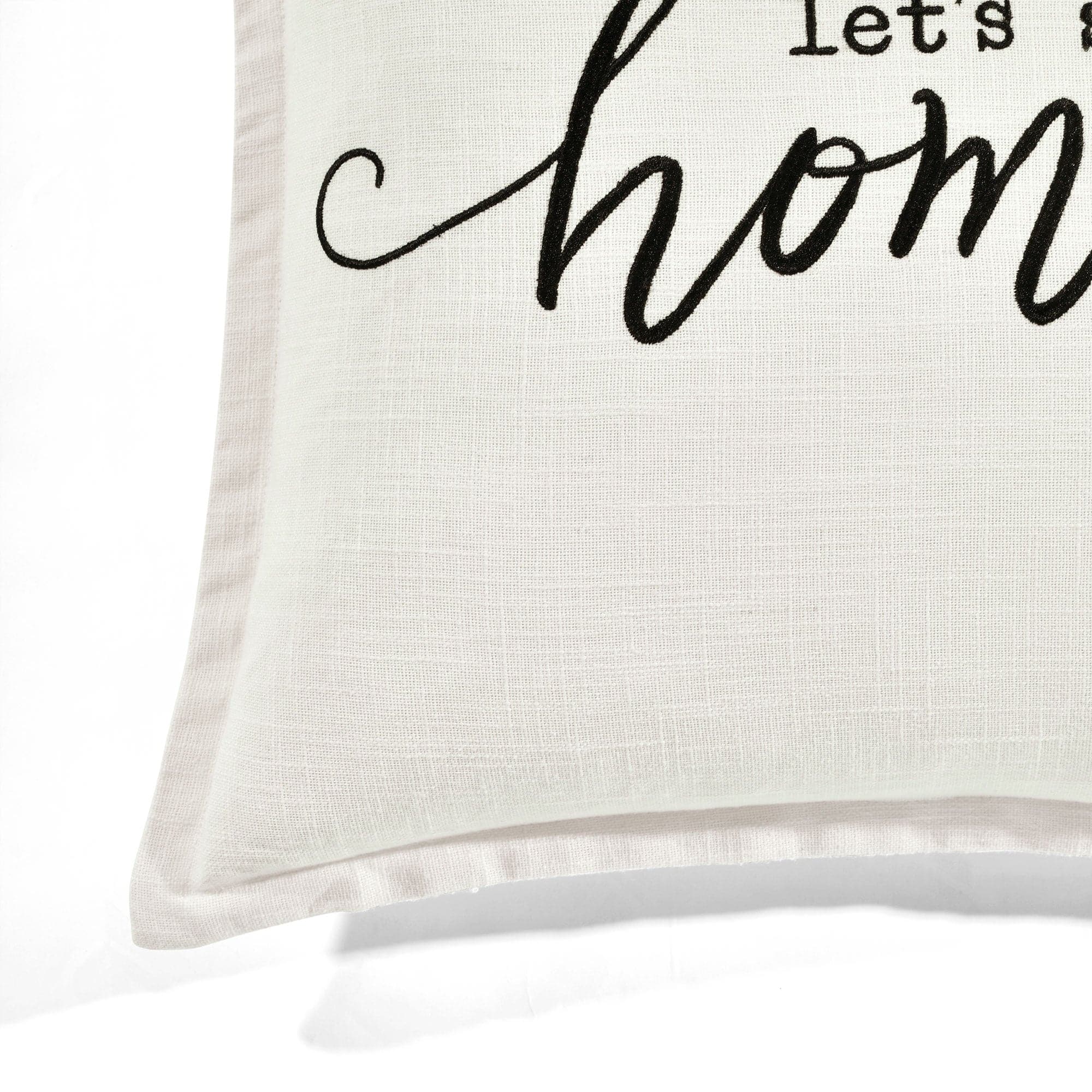 Let's Stay Home Script Decorative Pillow Cover - Cozy Farmhouse Style Cushion Case for Sofa, Bed & Nursery - Perfect for Home Decor, Gift Giving and Relaxation