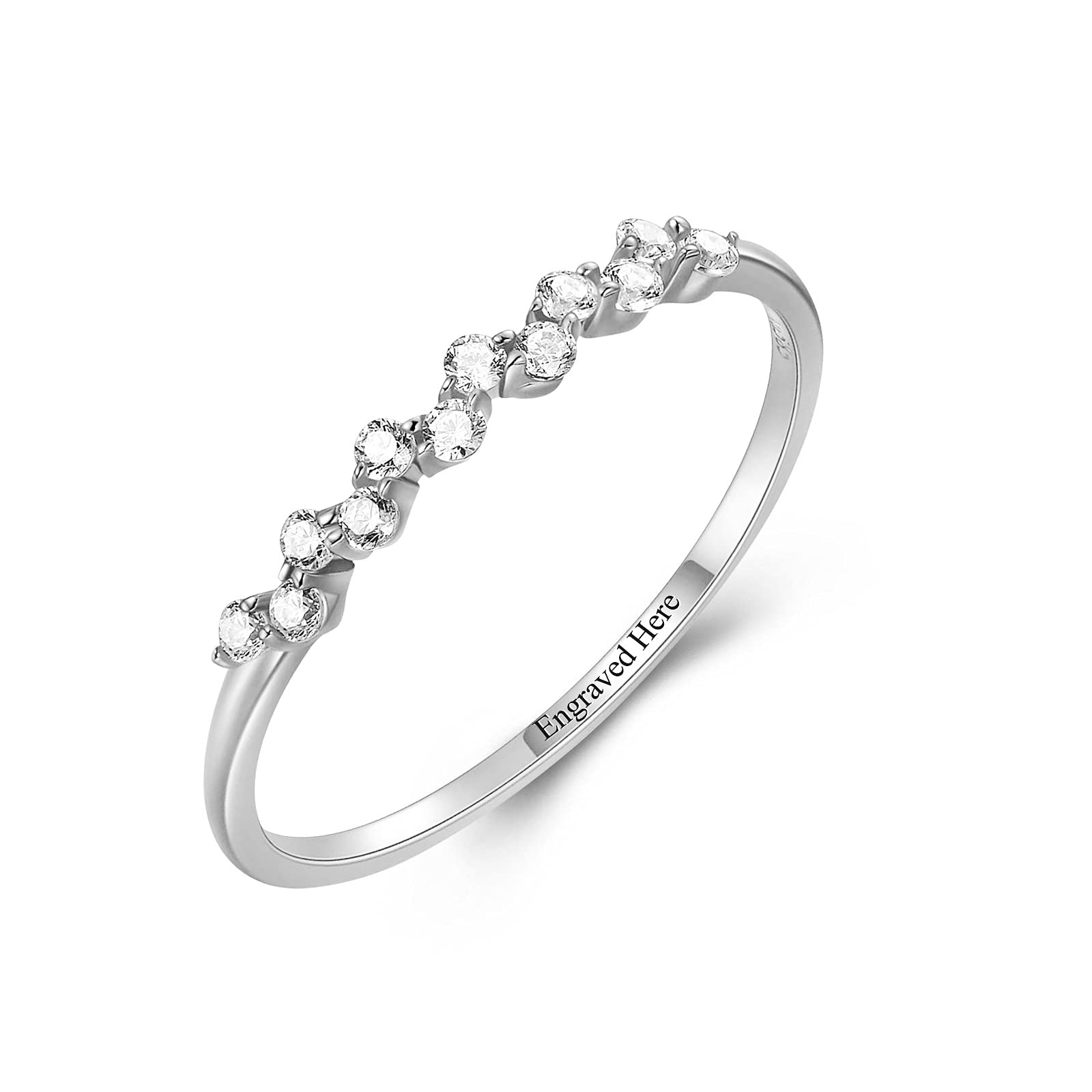 Sterling Silver Moissanite Engagement Ring for Women - Custom Engraved Bridal Wedding Band, Stackable Anniversary Promise Ring for Her | Perfect for Proposals, Weddings, Anniversaries & Everyday Wear