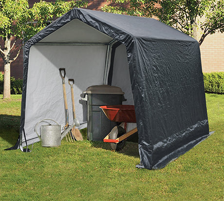 6' x 6' Portable Garage for Outdoor Storage - Heavy Duty Gray Shelter for Cars, Equipment & Seasonal Items | Perfect for Backyard, RV & Vehicle Protection