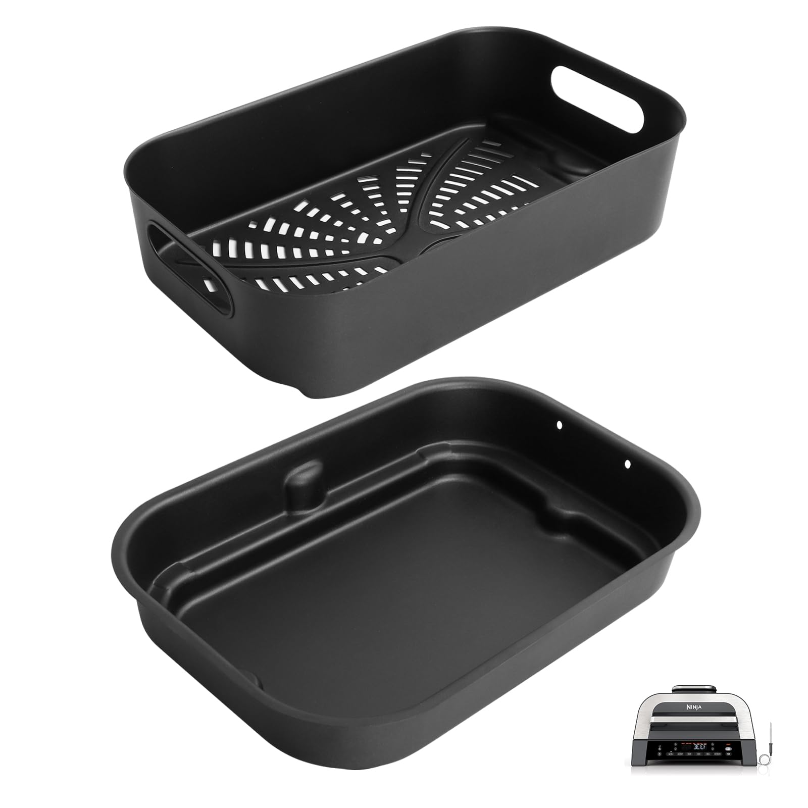 Ninja Foodi FG551/DG551 Smart XL Indoor Grill Accessories - Non-Stick Air Fryer Basket & Griddle Pan Replacement for Ninja DG651, Dishwasher Safe | Perfect for Grilling, Air Frying & Crisping Meats, Vegetables & More