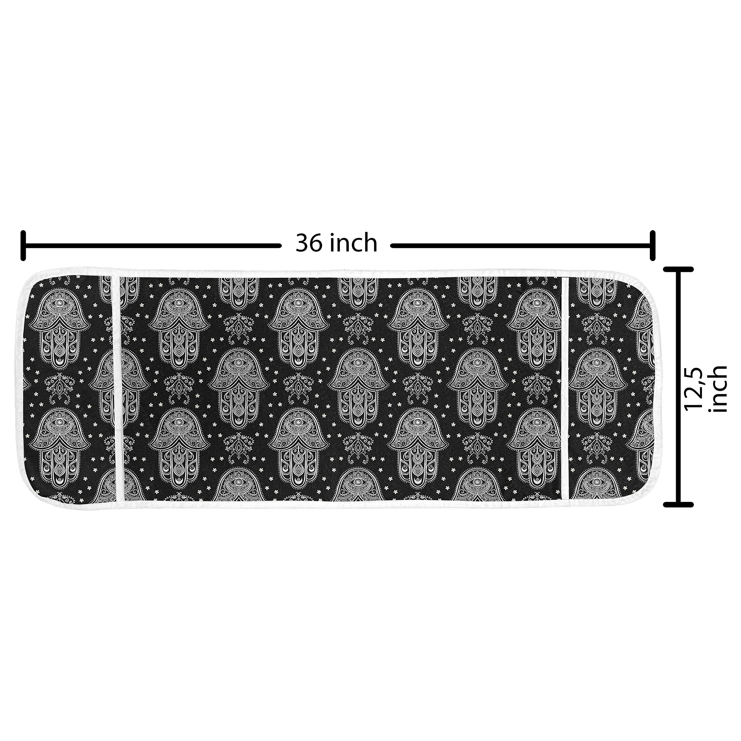 Ambesonne Black and White Microwave Cover - All Seeing Eye Oriental Design, Waterproof Kitchen Organizer with Pockets, 36