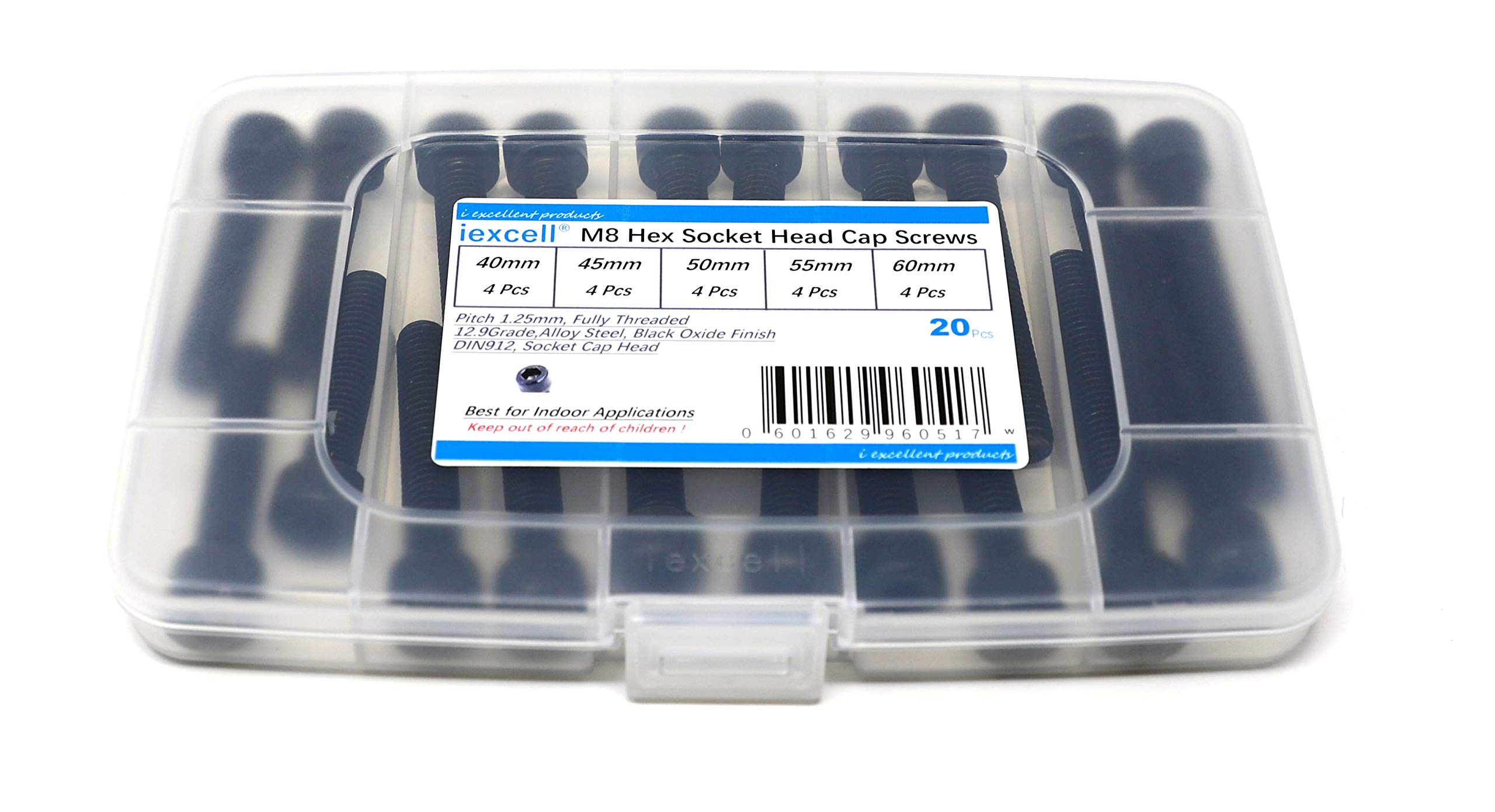 **20pcs M8 Alloy Steel 12.9 Grade Hex Socket Cap Screws - Black Oxide - for Automotive & Machinery**