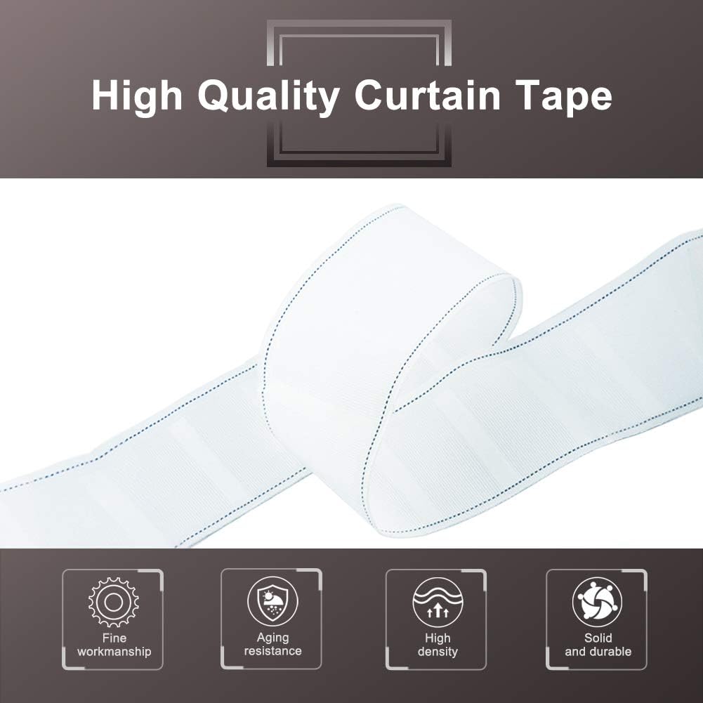 INCREWAY 10 Yards White Polyester Curtain Tape for Pinch Pleat Heading - Heavy Duty Drapery Sewing Supplies for Living Room, Bedroom & Home Decor