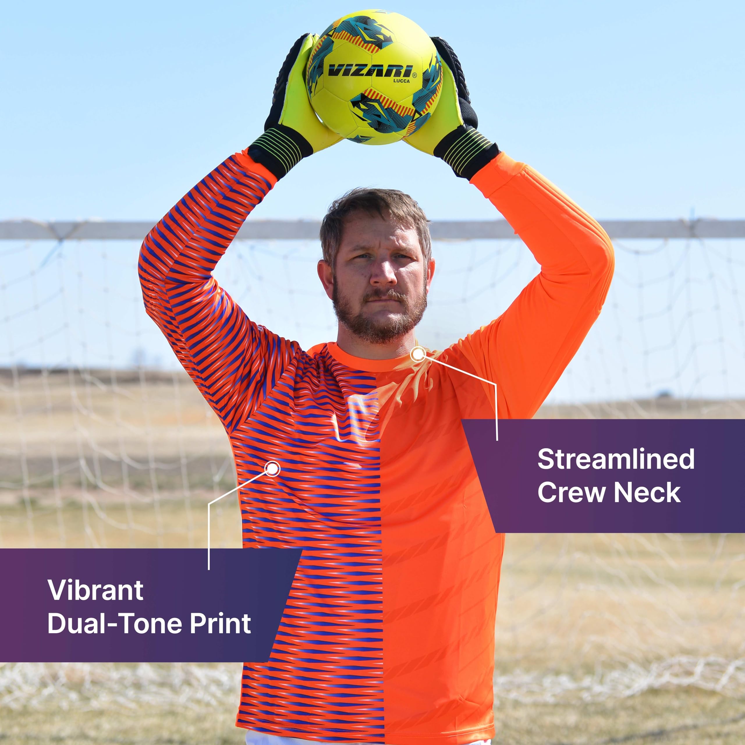 Vizari Portola Goalkeeper Jersey for Kids & Adults - Breathable Soccer Goalie Shirt for Youth & Adult Players - Perfect for Training, Matches & Goalkeeper Practice