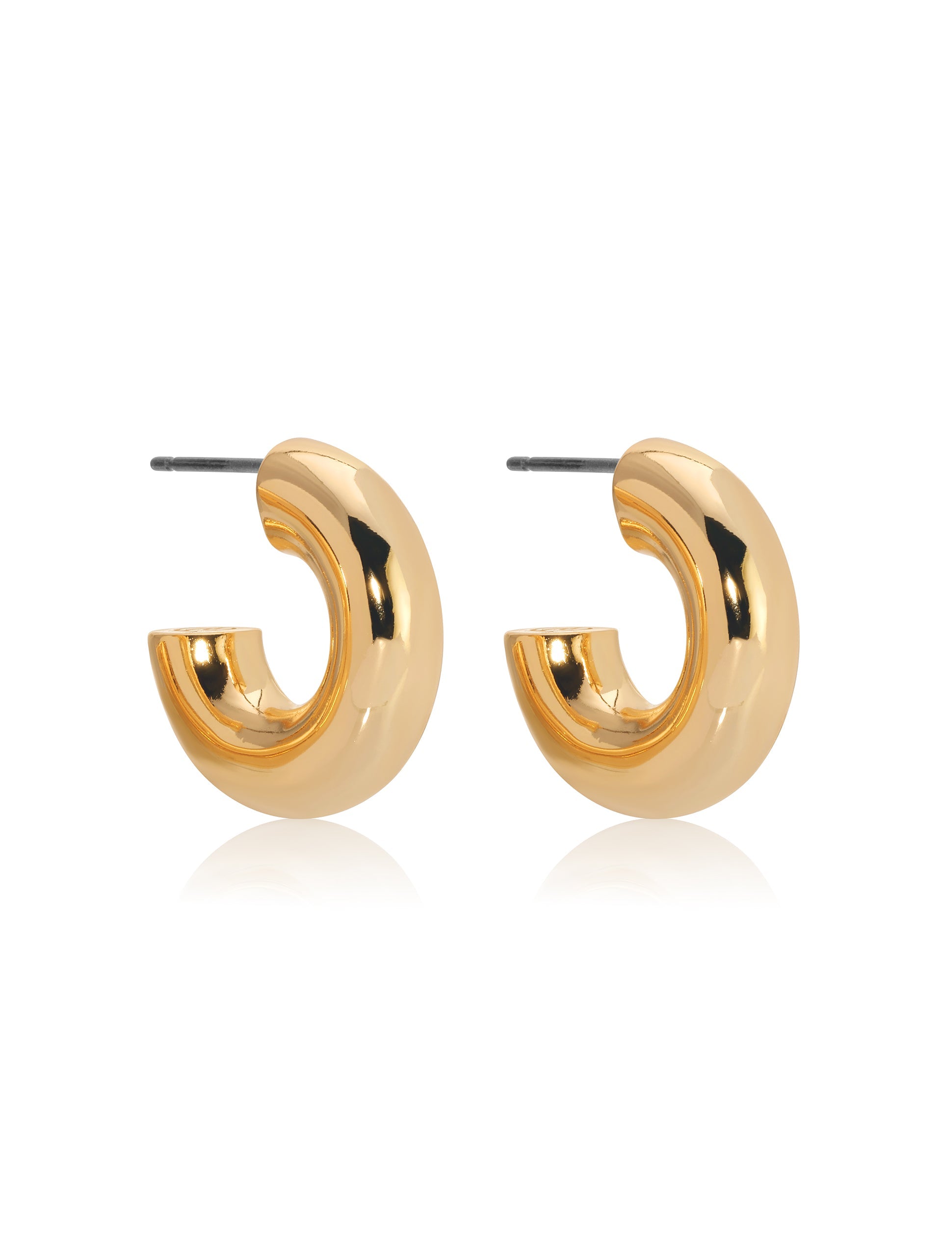 Mini Thick Classic Hoops - 14K Gold Plated Small Hoop Earrings for Women, Everyday Wear & Gift Giving