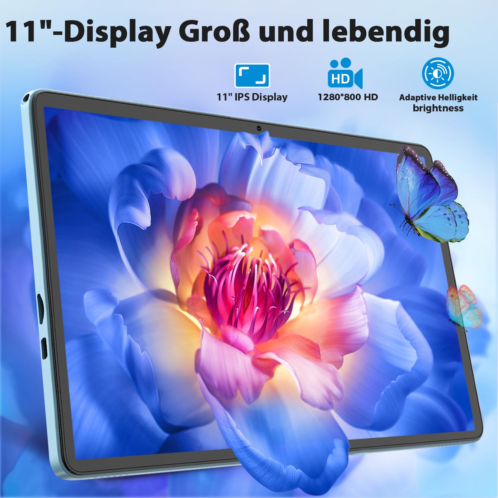 11 Inch Android 14 Tablet with Keyboard - 12GB RAM 256GB Storage (1TB Expandable) - Octa-Core Processor, 8000mAh Battery, Dual-Band WiFi - 13MP+5MP Camera - 2-in-1 Tablet Bundle with Keyboard Case, Mouse & Stylus (Black) - Perfect for Work, Study & Entertainment