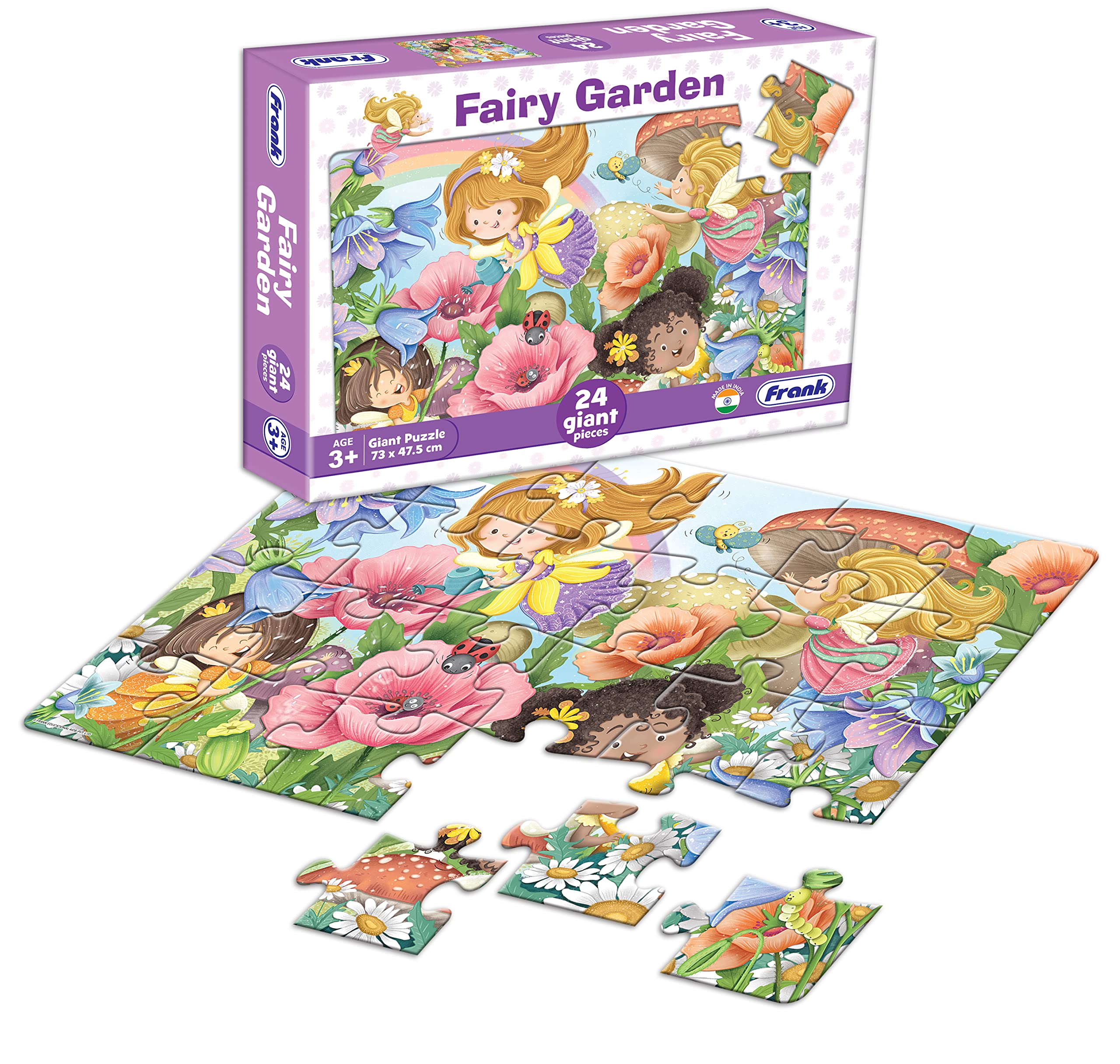 Frank Jungle Friends & Fairy Garden Themed 48-Piece Floor Jigsaw Puzzle Set for Kids Ages 3-7 | Educational Learning Toys & Fun Games for Boys & Girls | Perfect Gift for Birthday, Christmas & Indoor Playtime