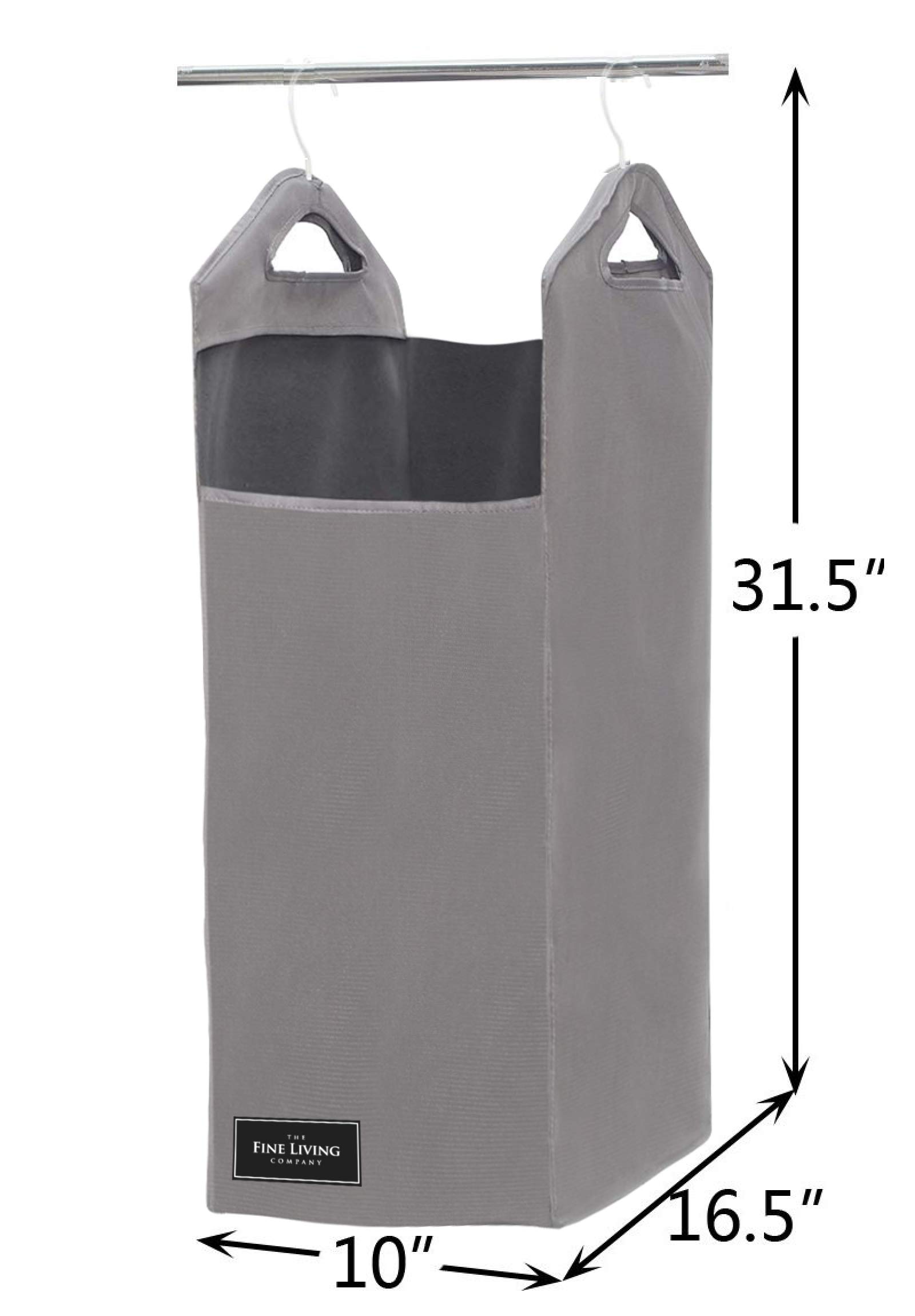 Heavy Duty Hanging Laundry Hamper Bag - Space Saving Closet Organizer with 2 Strong Metal Hangers for Bedroom, Bathroom & Dorm - The Fine Living Co.