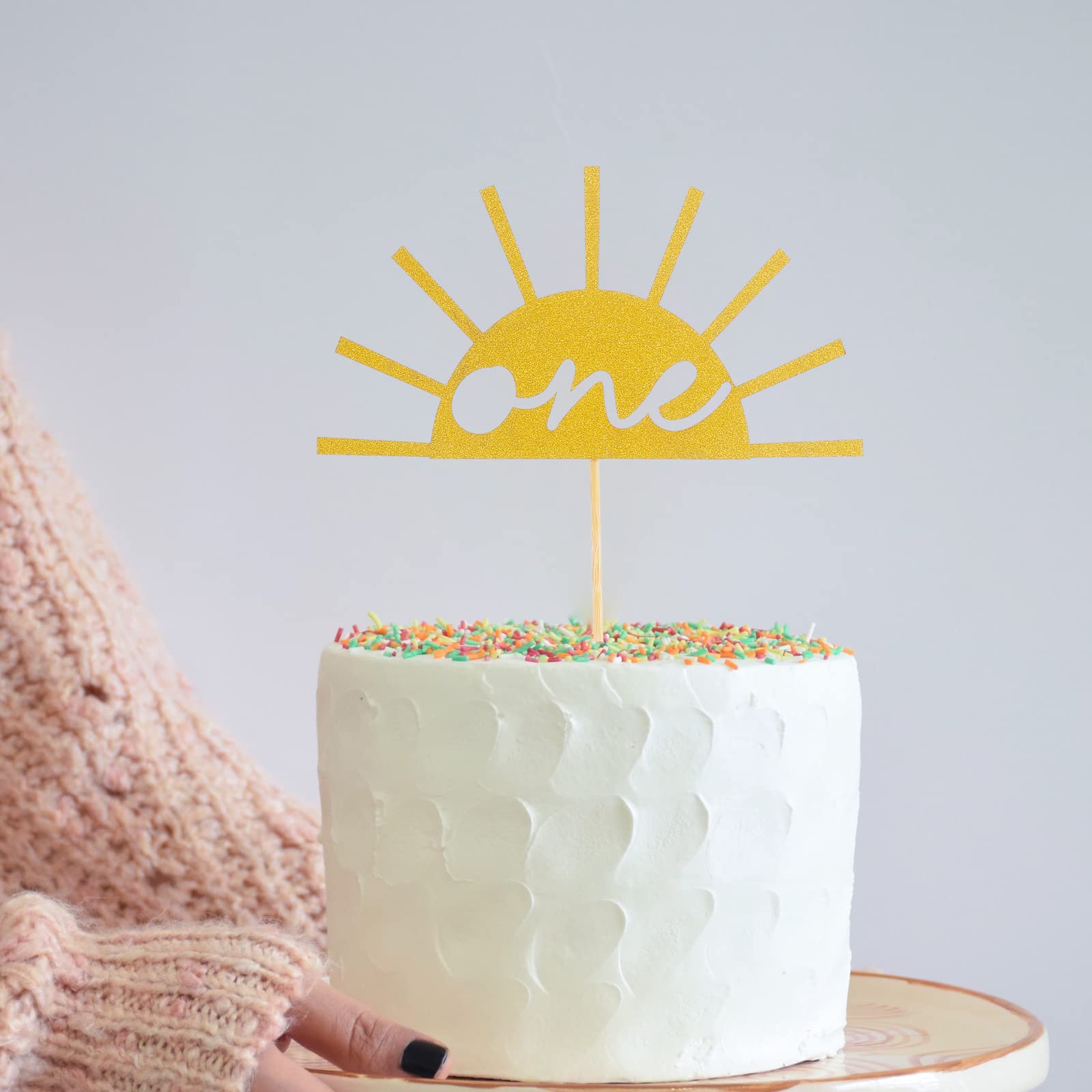 Gold Glitter 1st Birthday Cake Topper - ONE Cake Topper for Baby's First Birthday, Smash Cake Decoration, Party Supplies & Photo Props | Perfect for 1st Birthday Celebrations, Cake Smash Photos, and Baby Shower Decorations