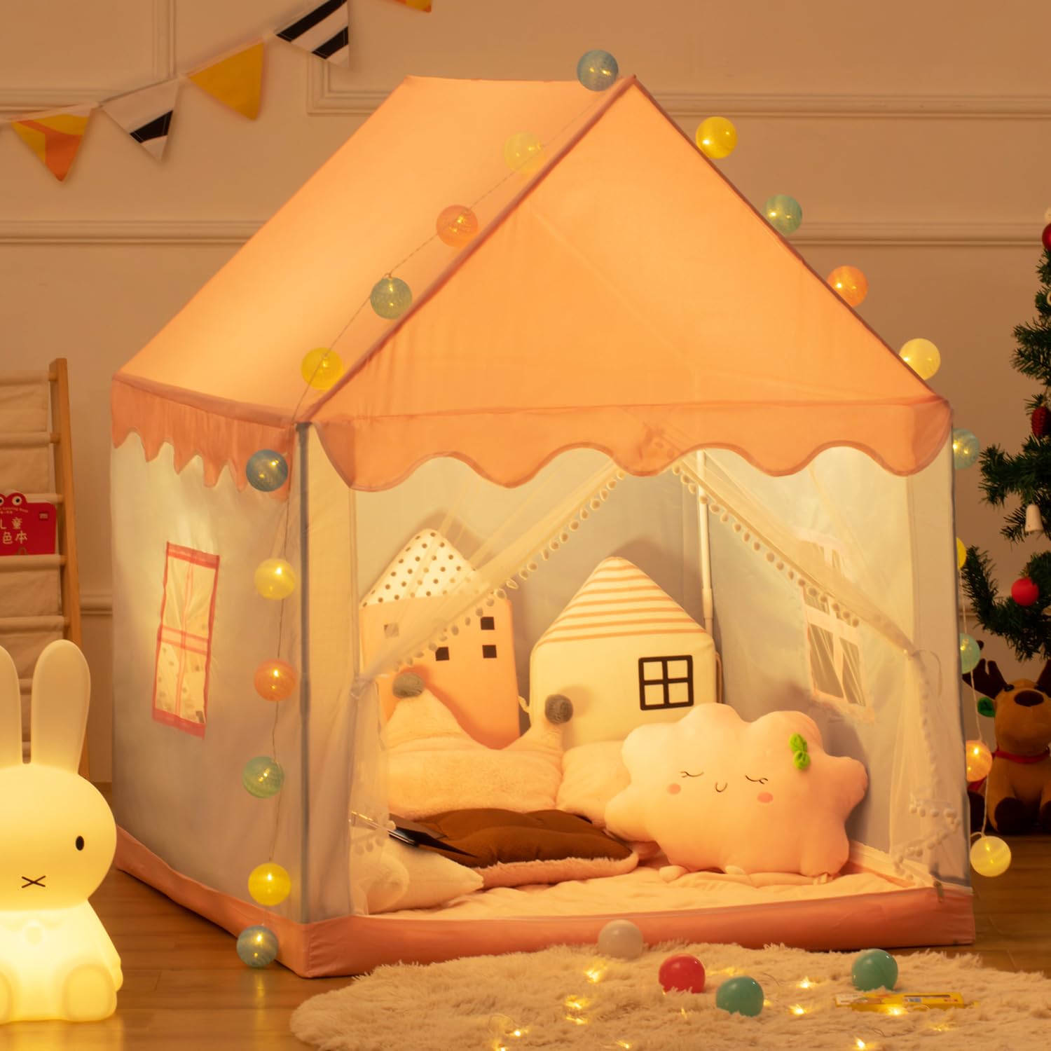 **Princess Play Tent for Kids - Indoor & Outdoor Children's Playhouse with Separate Bed, Castle Design Toy House for Girls - Perfect for Bedrooms, Backyards & Playdates**