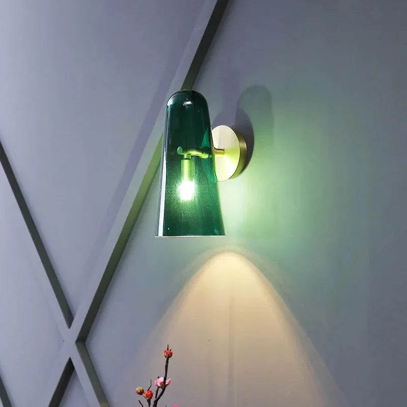 Verdant Glow Modern Glass Wall Sconce - Energy Efficient LED Wall Light Fixture for Bedroom, Living Room & Hallway Decor