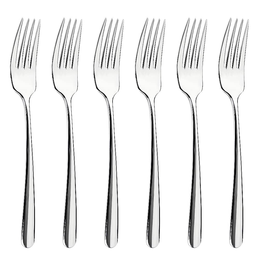 Premium 304 Stainless Steel Dinner Forks Set of 6 - Heavy Duty Flatware for Steak, Salad, Pasta - Perfect for Restaurants, Dinner Parties & Everyday Use