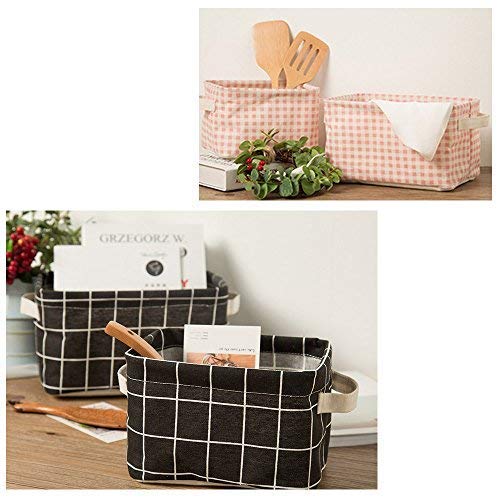 4 Pack Canvas Storage Baskets - Decorative Organizer Bins for Makeup, Baby Toys, Books & Home Decor (Striped & Checkered Patterns) - Perfect for Nursery, Bathroom & Closet Organization