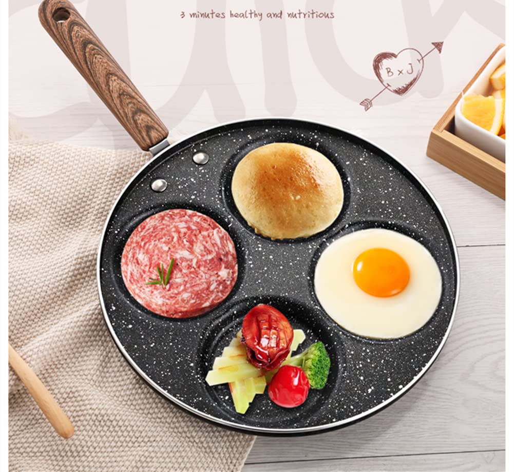 Non-Stick Aluminum Egg Frying Pan - 4 Cup Breakfast Cooker for Perfect Fried Eggs, Swedish Pancakes, Plett & Crepes - 9.6 Inch Gas Stove Compatible - Ideal for Home Cooking & Quick Breakfasts