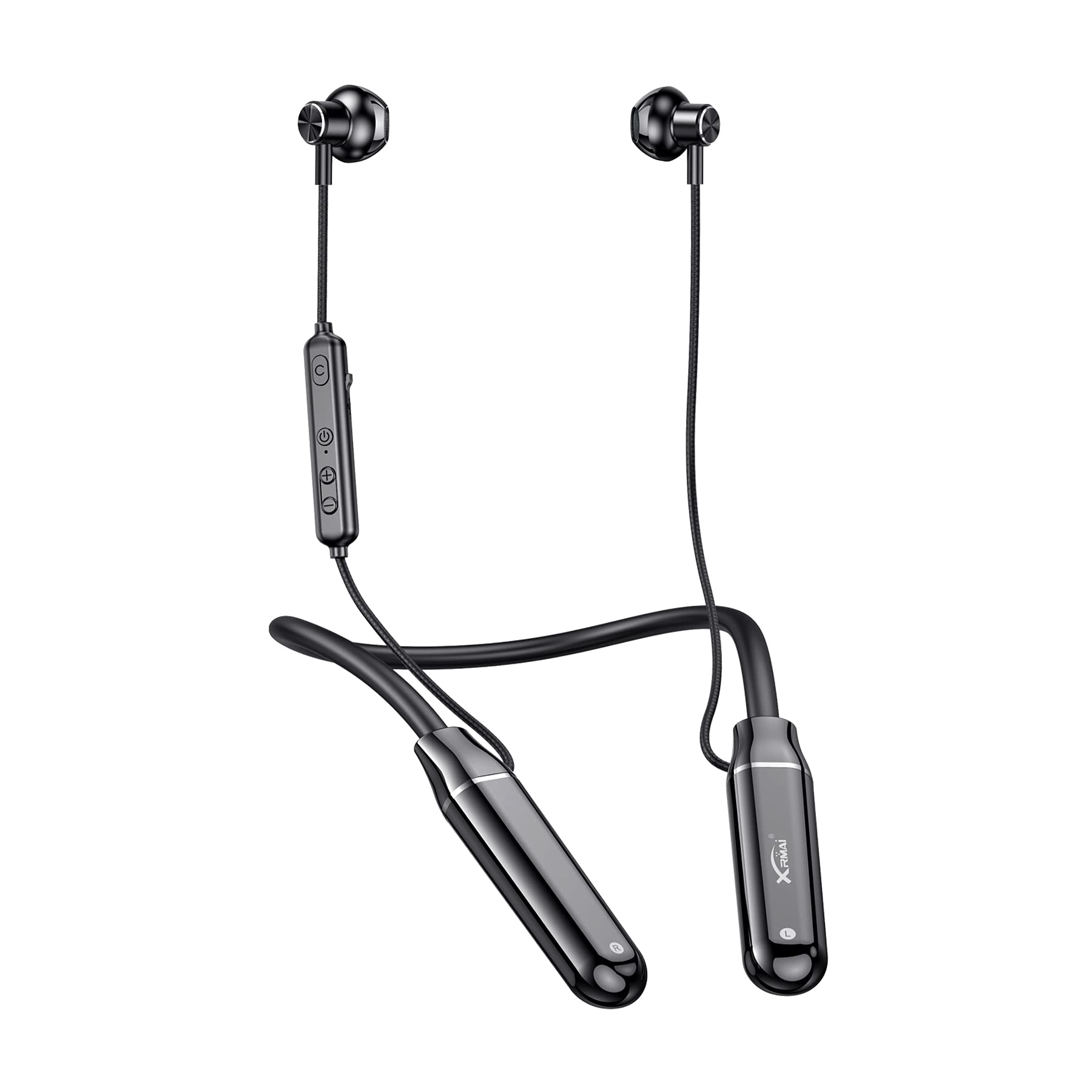 Bluetooth Neckband Earbuds - MGGZXR Wireless Headphones with 100H Playtime, Noise Cancelling Mic, Stereo Sound for Sports & Gym - Perfect for Running, Workouts & Commuting (All Black)