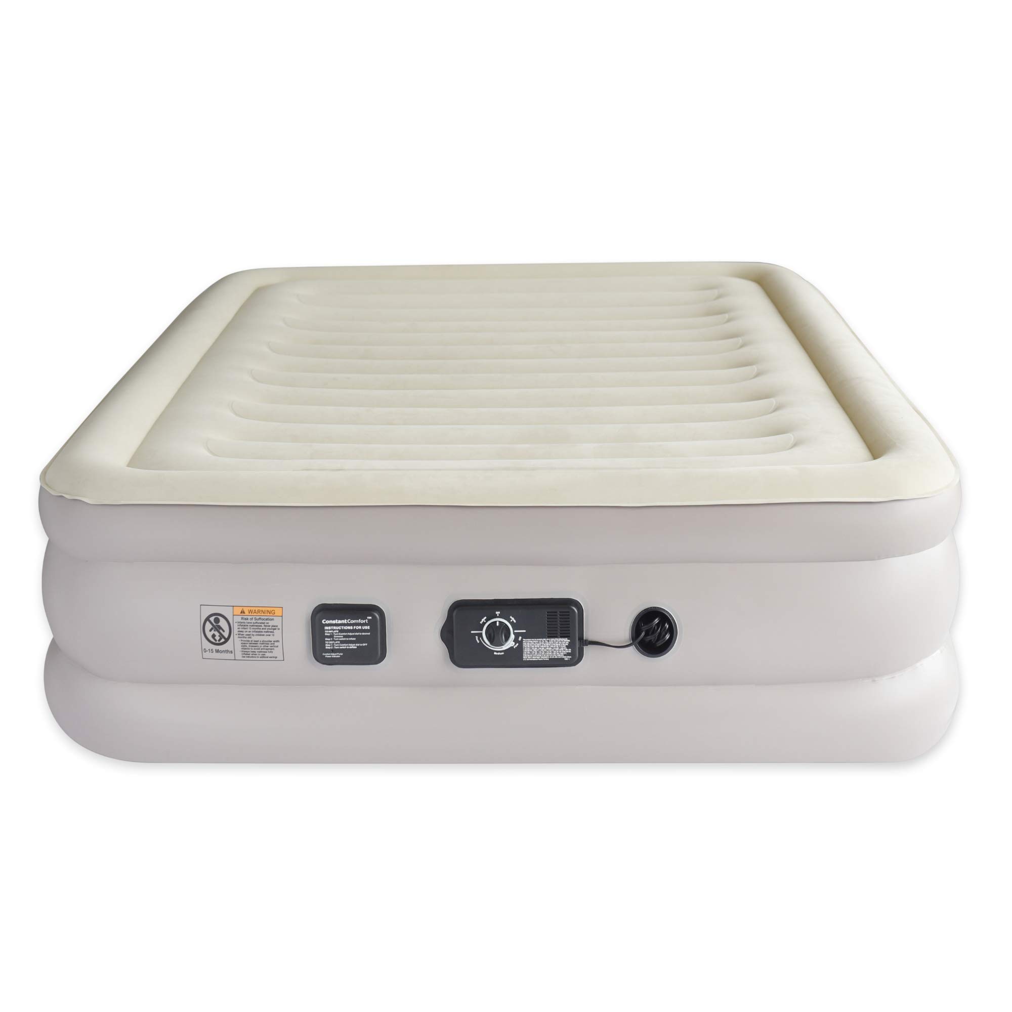 Aria Queen Inflatable Air Mattress with Built-in Pump - Self-Inflating Air Bed for Home, Camping & Guest Use - Maintains Perfect Firmness for All-Night Comfort - Ideal for Indoor Sleepovers, Outdoor Adventures & Temporary Guest Beds