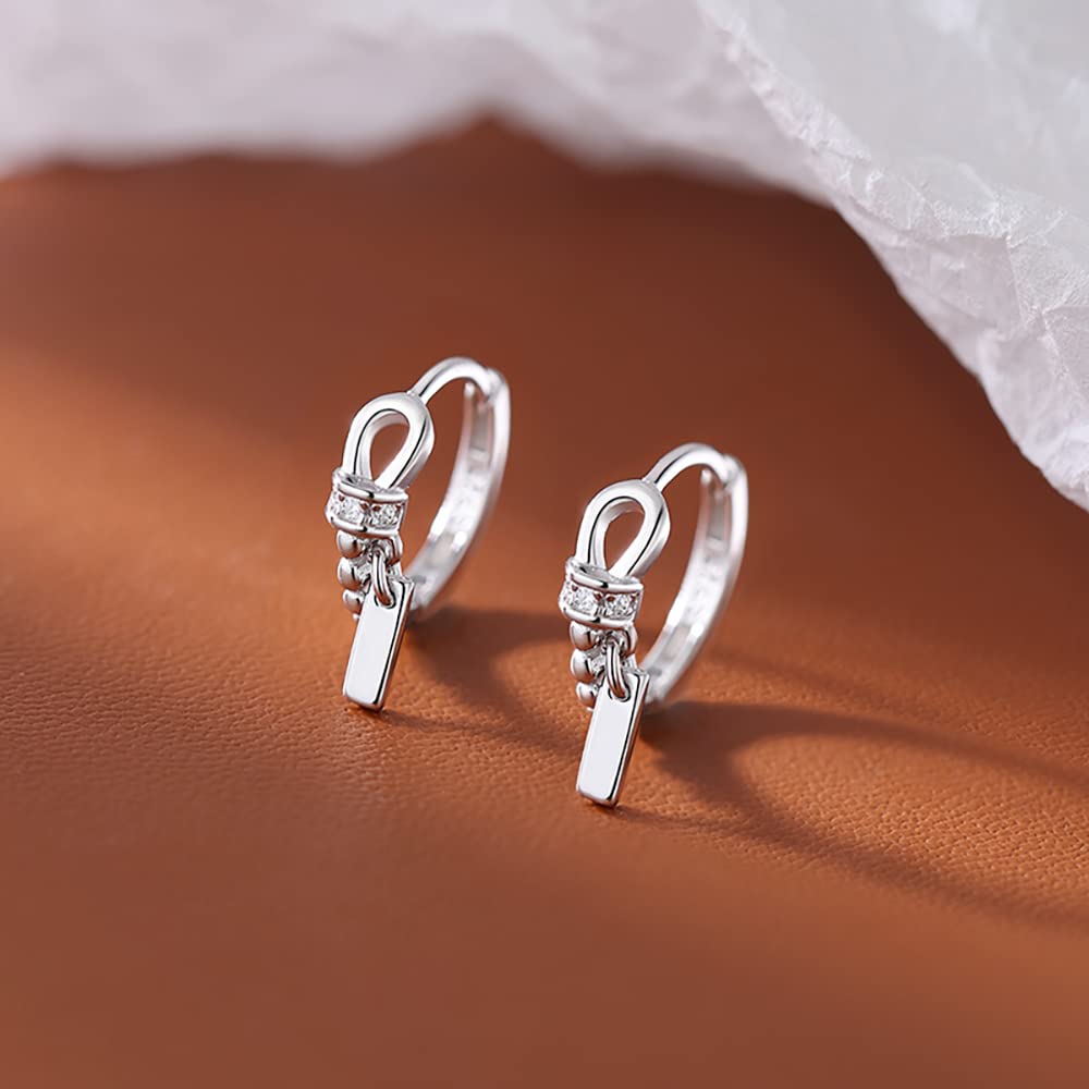 Refeer Solid 925 Sterling Silver Minimalist Hoop Earrings for Women & Teens - CZ Studded Cartilage & Helix Huggie Earrings - Perfect for Everyday Wear, Gifts & Special Occasions