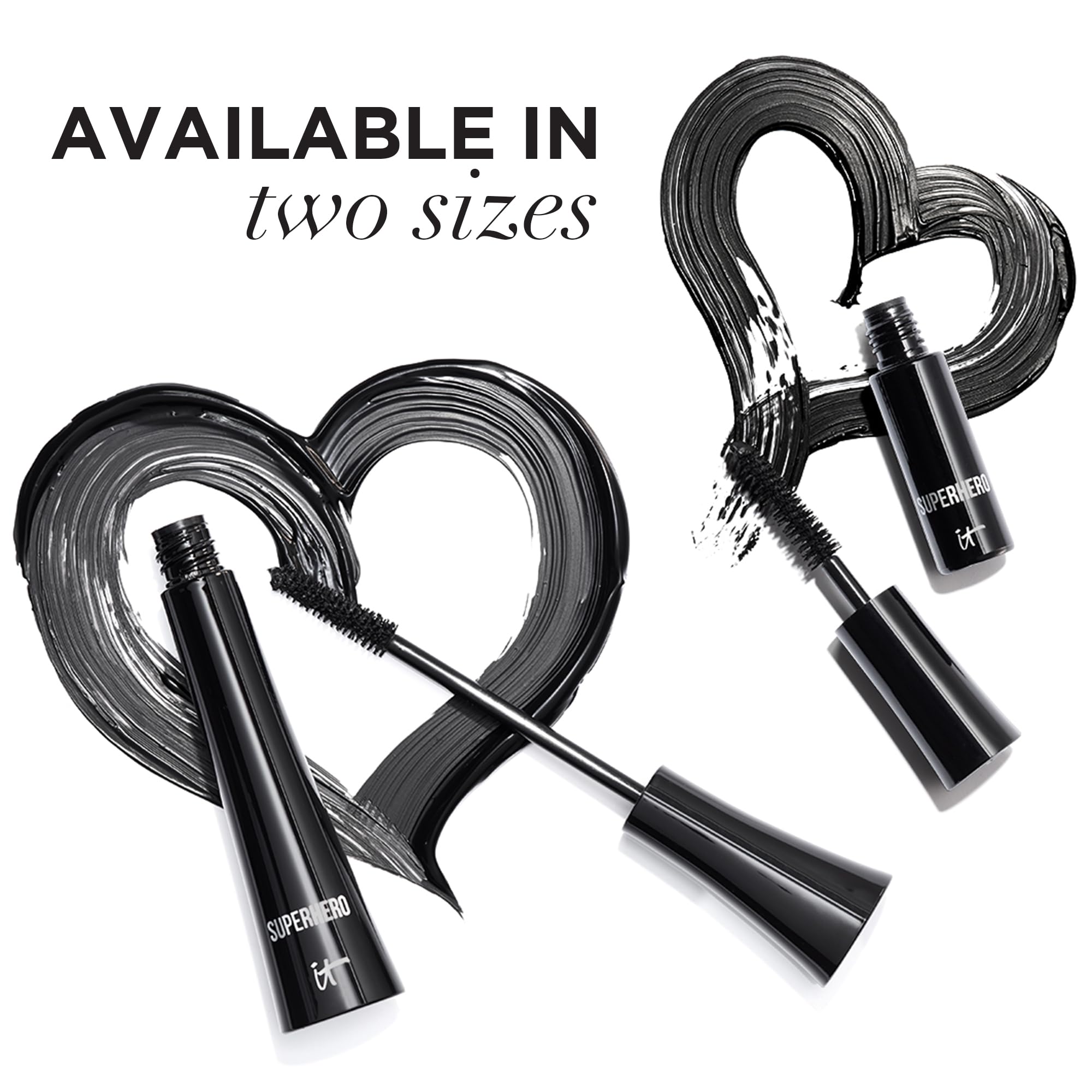 IT Cosmetics Superhero Mascara - Volumizing & Lengthening Black Mascara with Collagen, Biotin & Peptides - Buildable Lash Volume for Sensitive Eyes - Lifting & Curling Formula - Perfect for Everyday Wear & Special Occasions