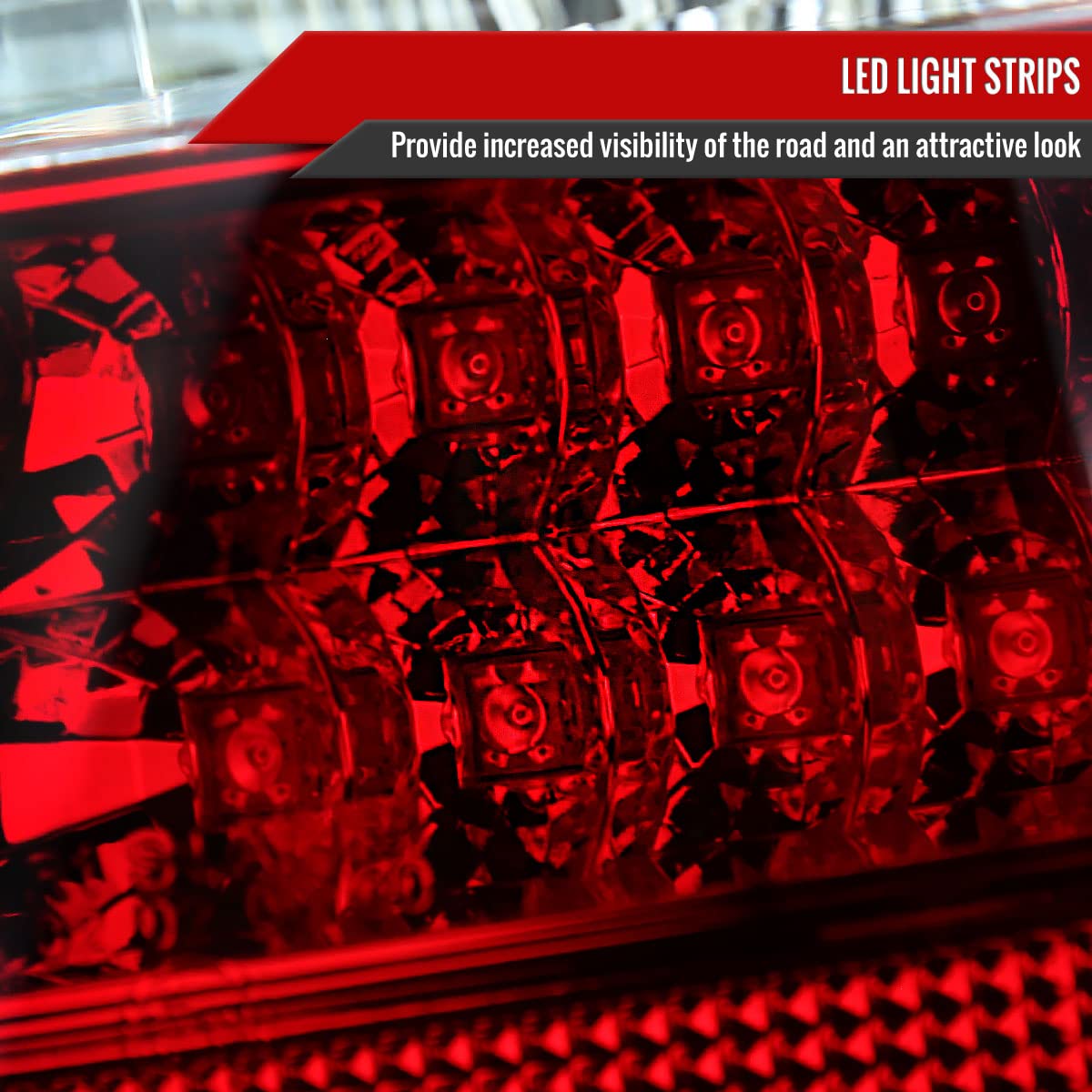98-05 Car LED Tail Lights - Red Clear Brake Lamps for Improved Visibility & Safety | Perfect for Night Driving & Custom Car Upgrades