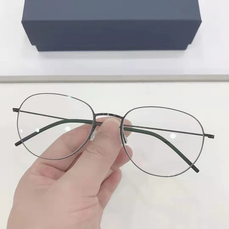 Stylish Aimee Unisex Full Rim Oval Screwless Titanium Eyeglasses Frame 5512 - Lightweight & Durable for Work, Reading & Everyday Wear