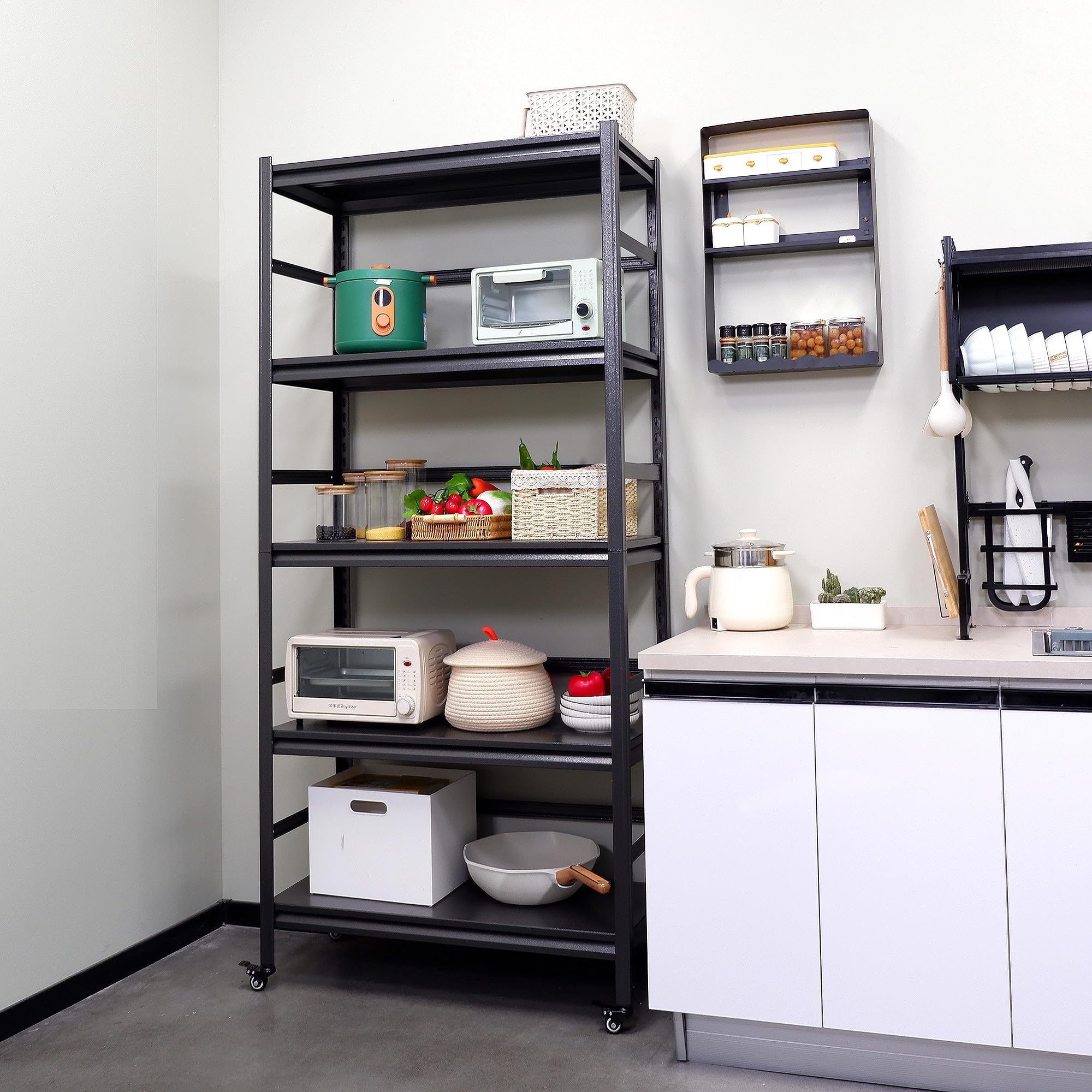 Heavy Duty 5-Tier Metal Storage Shelf with Wheels - 72