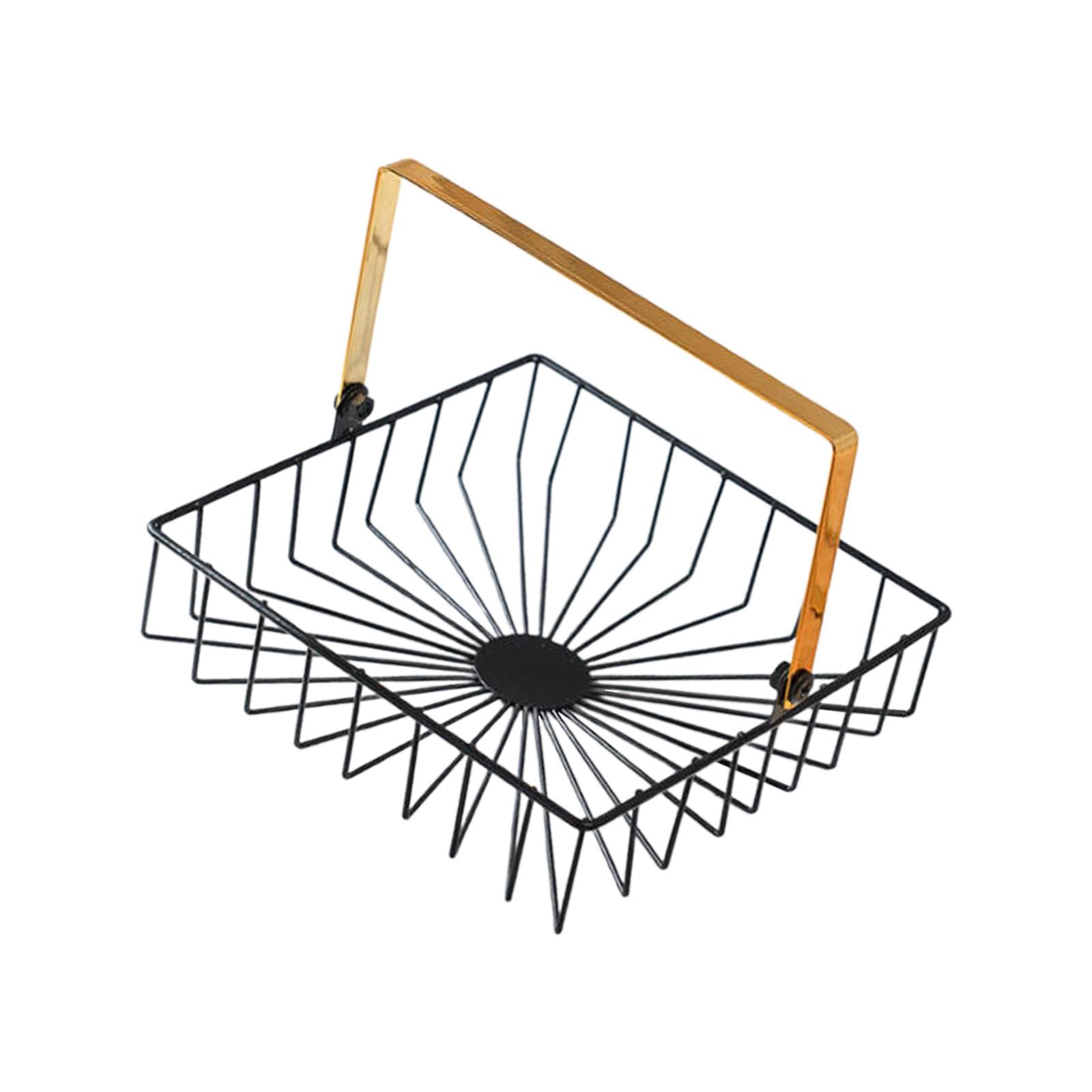 CALANDIS® Square Fruit Basket with Handle - Countertop & Tabletop Holder for Fruits, Bread, and Kitchen Decor | Perfect for Dining Room, Kitchen Counter, and Party Serving | 1 Pack