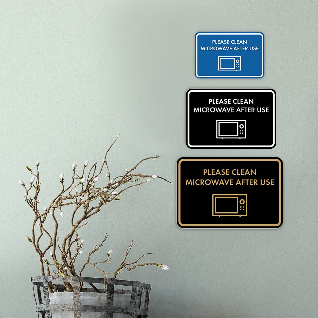 Classic White Framed 'Please Clean Microwave After Use' Sign - Medium Size for Kitchen, Office & Break Room