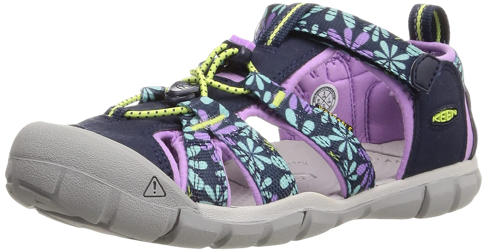 KEEN Big Kid's Seacamp 2 CNX Closed Toe Sandal - Waterproof Hiking Sandals for Boys & Girls, Black Iris/African Violet, Size 1 US - Perfect for Beach, Pool & Outdoor Adventures