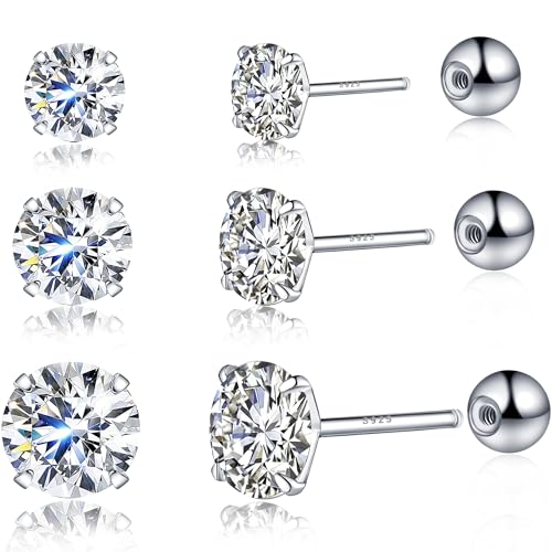 Sterling Silver Screw Back Earrings - 4mm 5mm 6mm