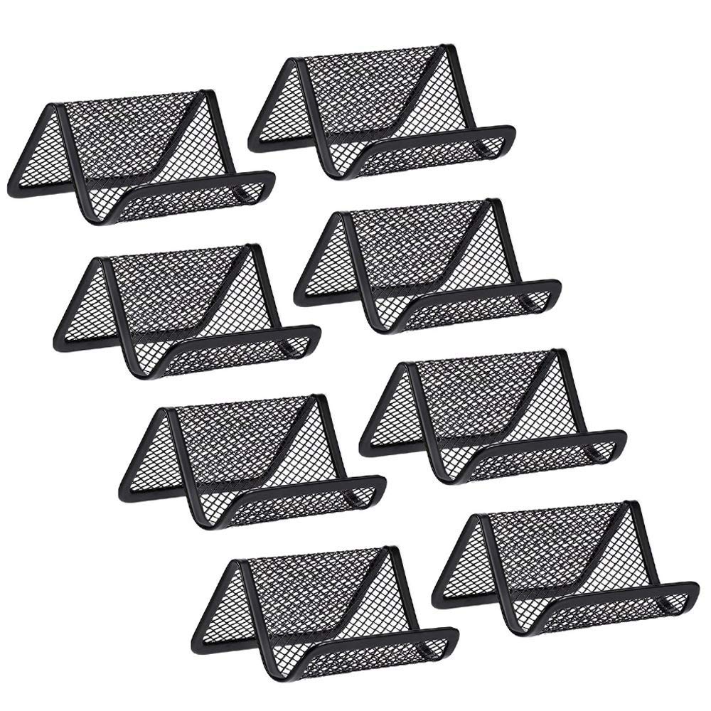 Rocutus 8-Piece Metal Business Card Organizer Set - Black Mesh Desk Display Holder for Office, Networking & Professional Events - Perfect for Reception Areas, Conference Rooms & Executive Desks