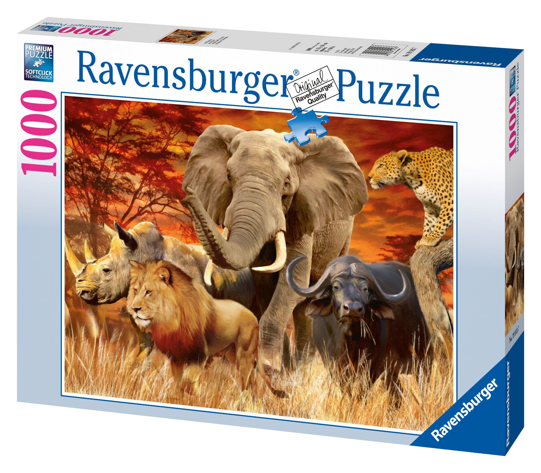 Ravensburger 19143 The Big Five 1000-Piece Jigsaw Puzzle for Adults - African Wildlife Safari Scene, Perfect for Family Game Night & Home Decor