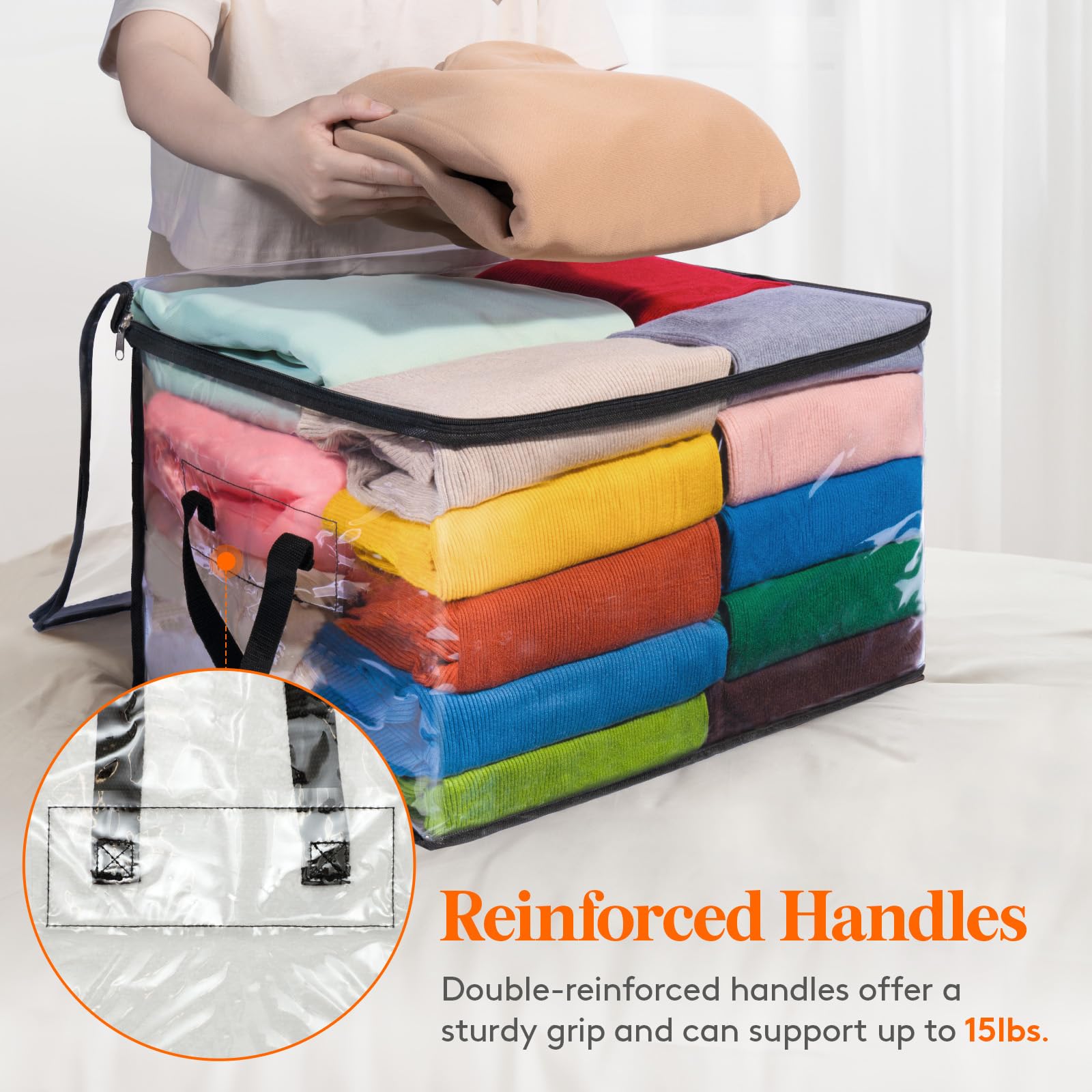 Lifewit 6 Pack Clear Clothes Storage Bags - 60L Plastic Blanket Vinyl Foldable Moving Bags with Zipper | Space-Saving Closet Organizers & Storage Containers for Bedding, Duvet, Pillow | Perfect for Home Organization, Moving & Seasonal Storage