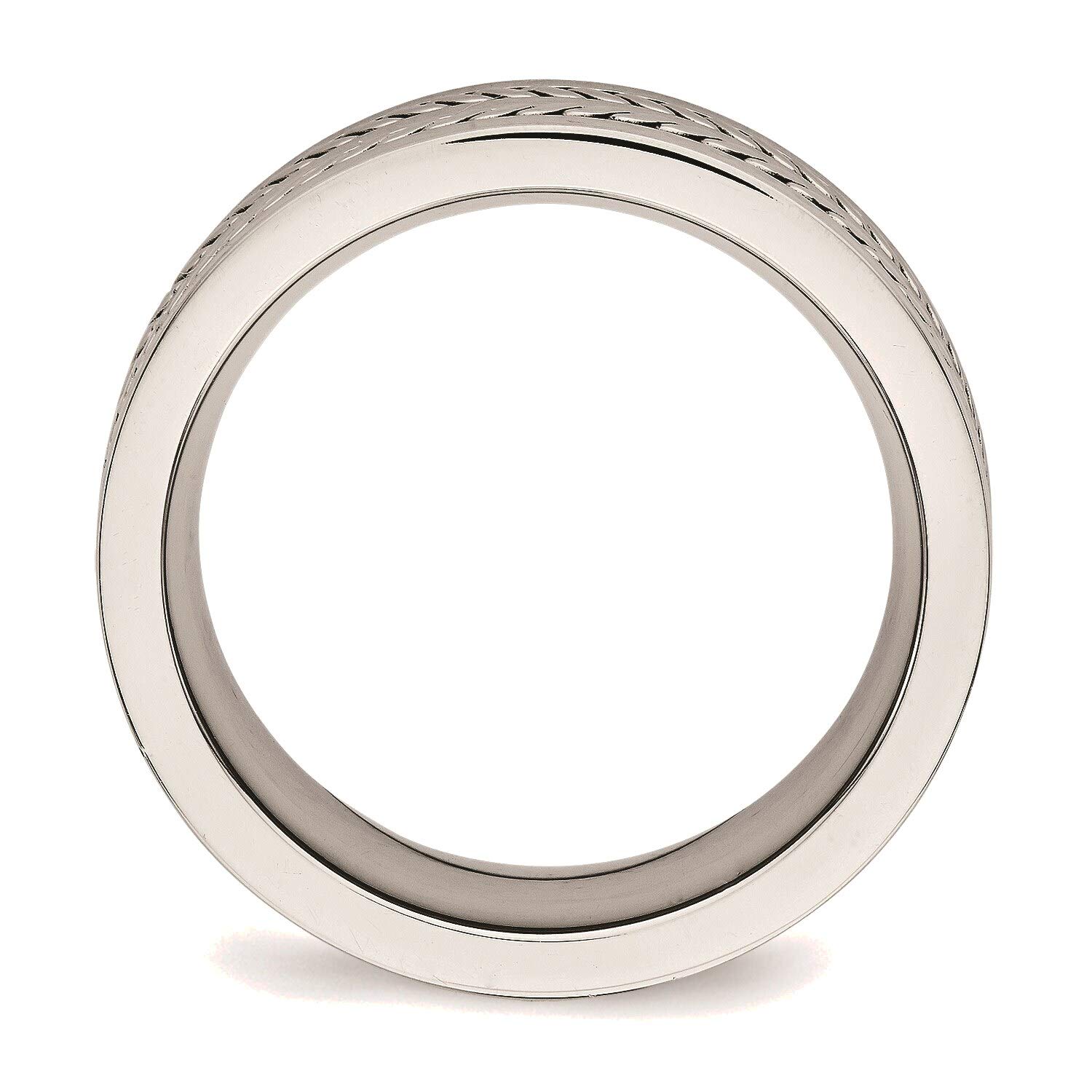 Bonyak Stainless Steel Twisted Band Ring - 7mm Brushed & Polished Finish - Size 12 - Durable Wedding Band, Anniversary Gift for Him/Her