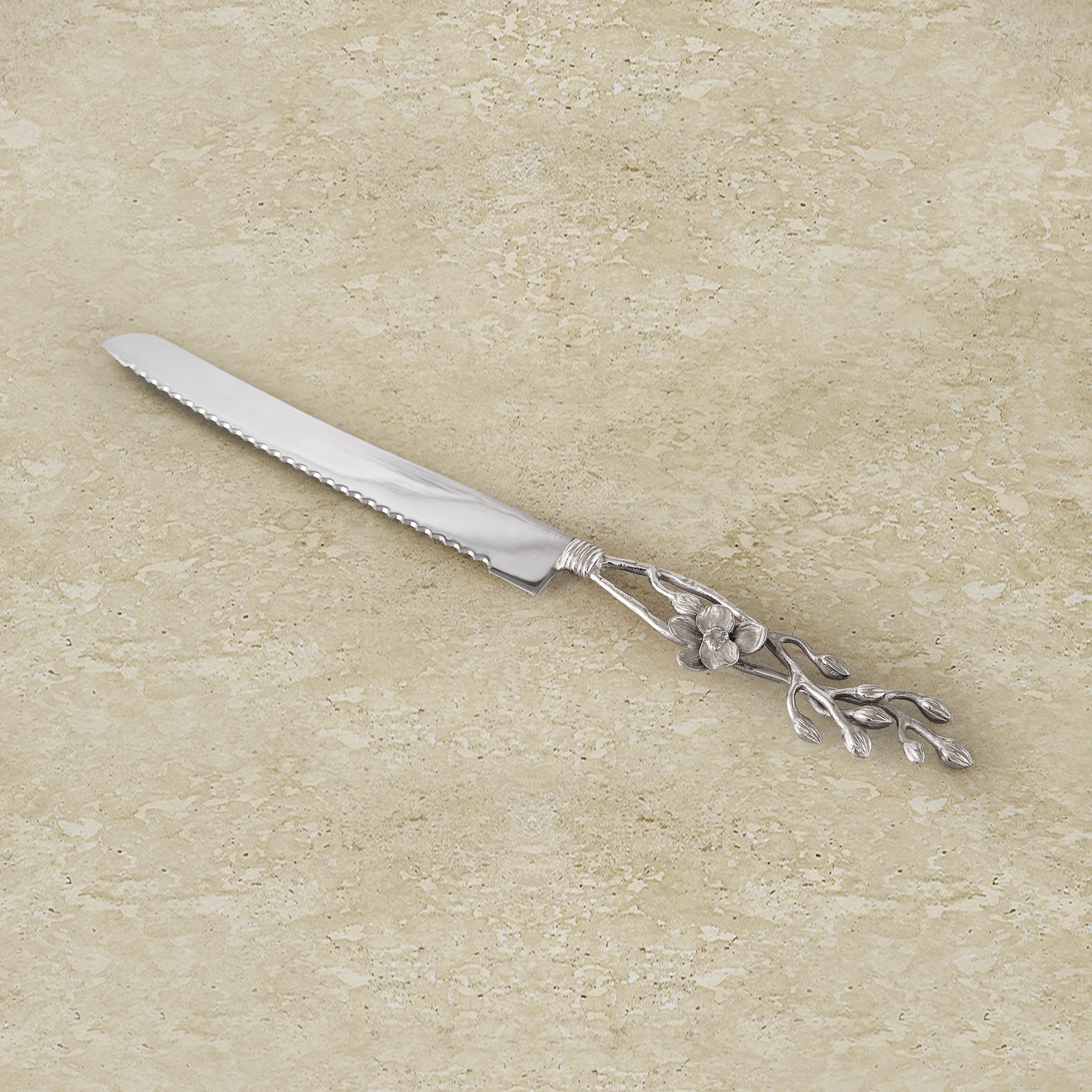 Premium White Orchid Bread Knife - Ultra Sharp Stainless Steel Blade for Slicing Bread, Cakes & Pastries - Perfect for Home Baking, Restaurants & Cafes