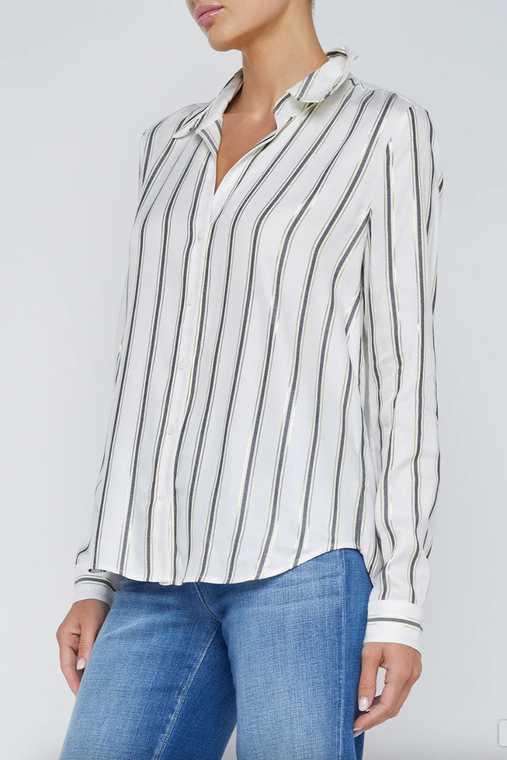 L'Agence Holly Striped Blouse for Women - Stylish Long Sleeve Button Down Shirt | Office Wear, Casual Outfits & Date Night Fashion