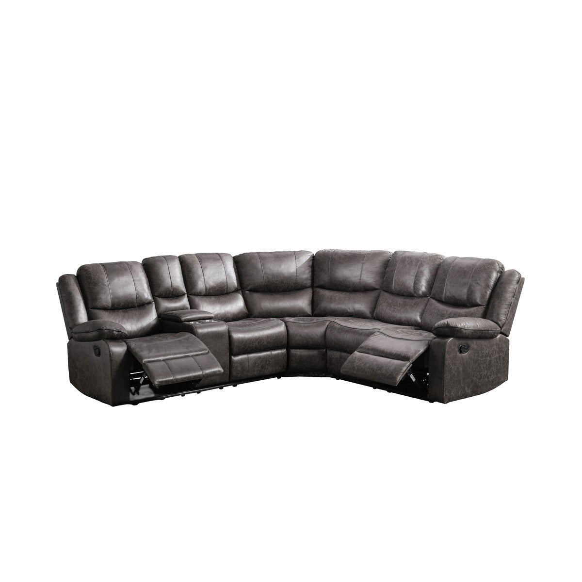 Everett Modular Reclining Sectional Sofa with Left Side Console - Modern L-Shaped Living Room Furniture for Home Theater & Family Gatherings