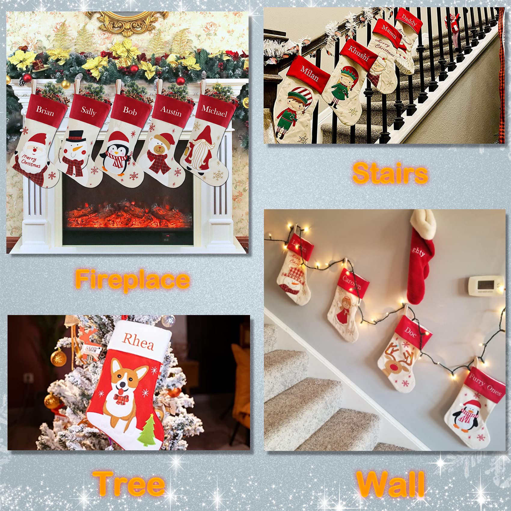 Personalized Christmas Stockings with Embroidered Names - Custom Holiday Gift Bags & Stocking Holders (Gingerbread Girl Design) - Perfect for Fireplace Decor, Christmas Tree Hanging & Festive Gift Giving