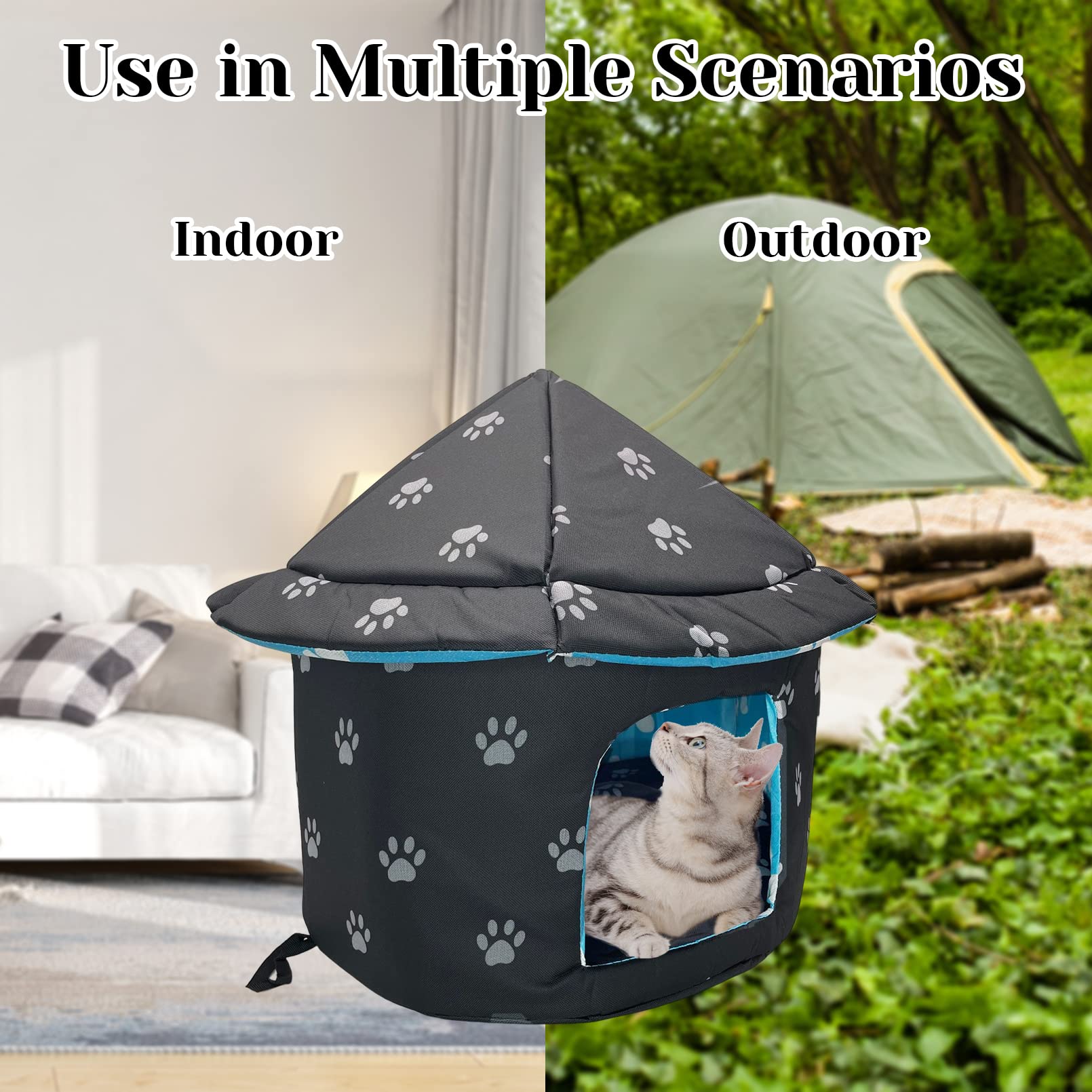 Waterproof Outdoor Cat Shelter - Foldable Warm Pet House for Winter, Camping & Backyard